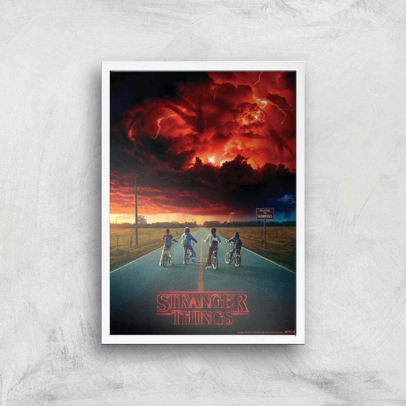 

Stranger Things Welcome To Hawkins Giclee Art Print - A2 - White Frame