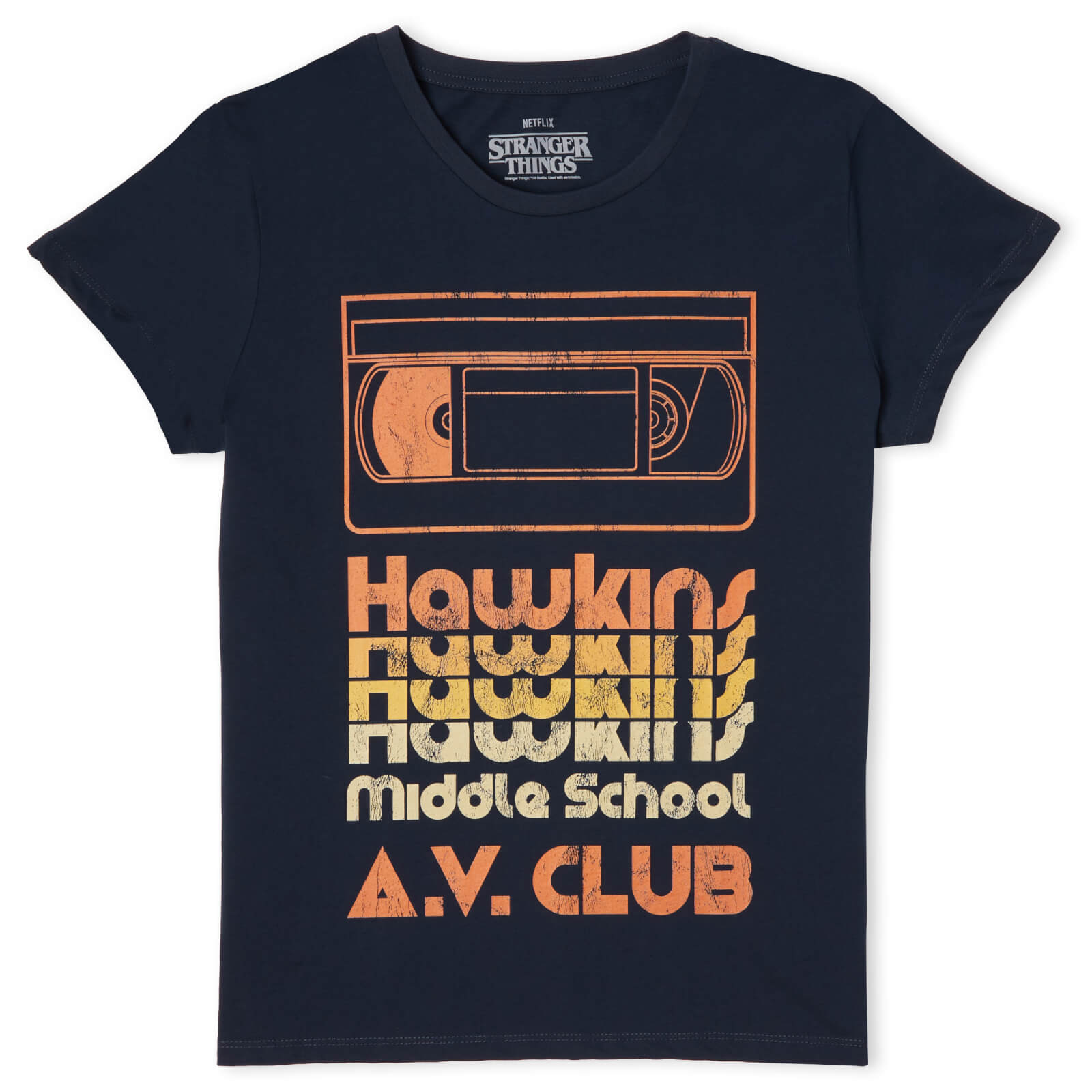 Stranger Things Hawkins AV Club Women's T-Shirt - Navy - M - Blu Navy