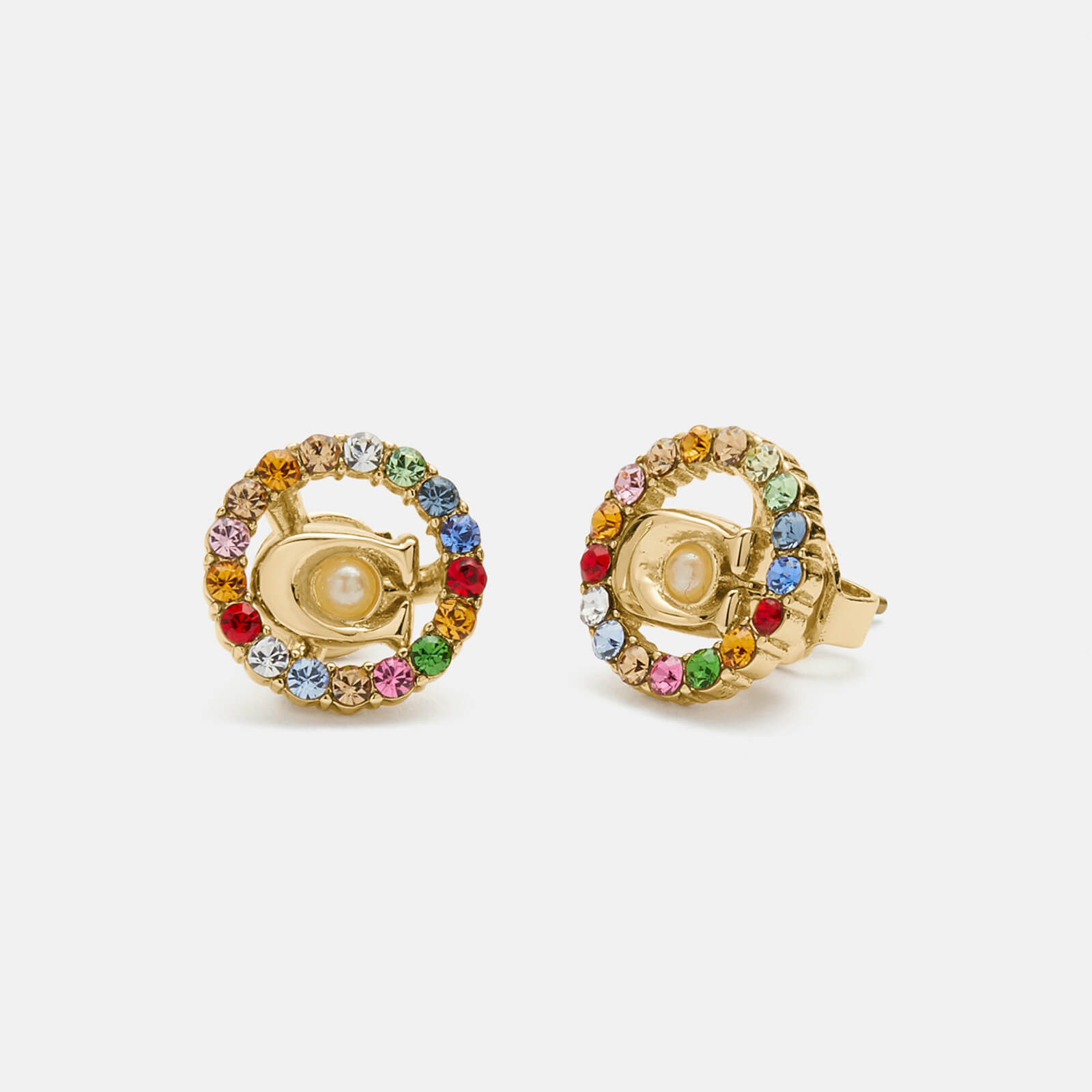 Coach Women's C Multi Stud Earrings - Gold/Multicolor