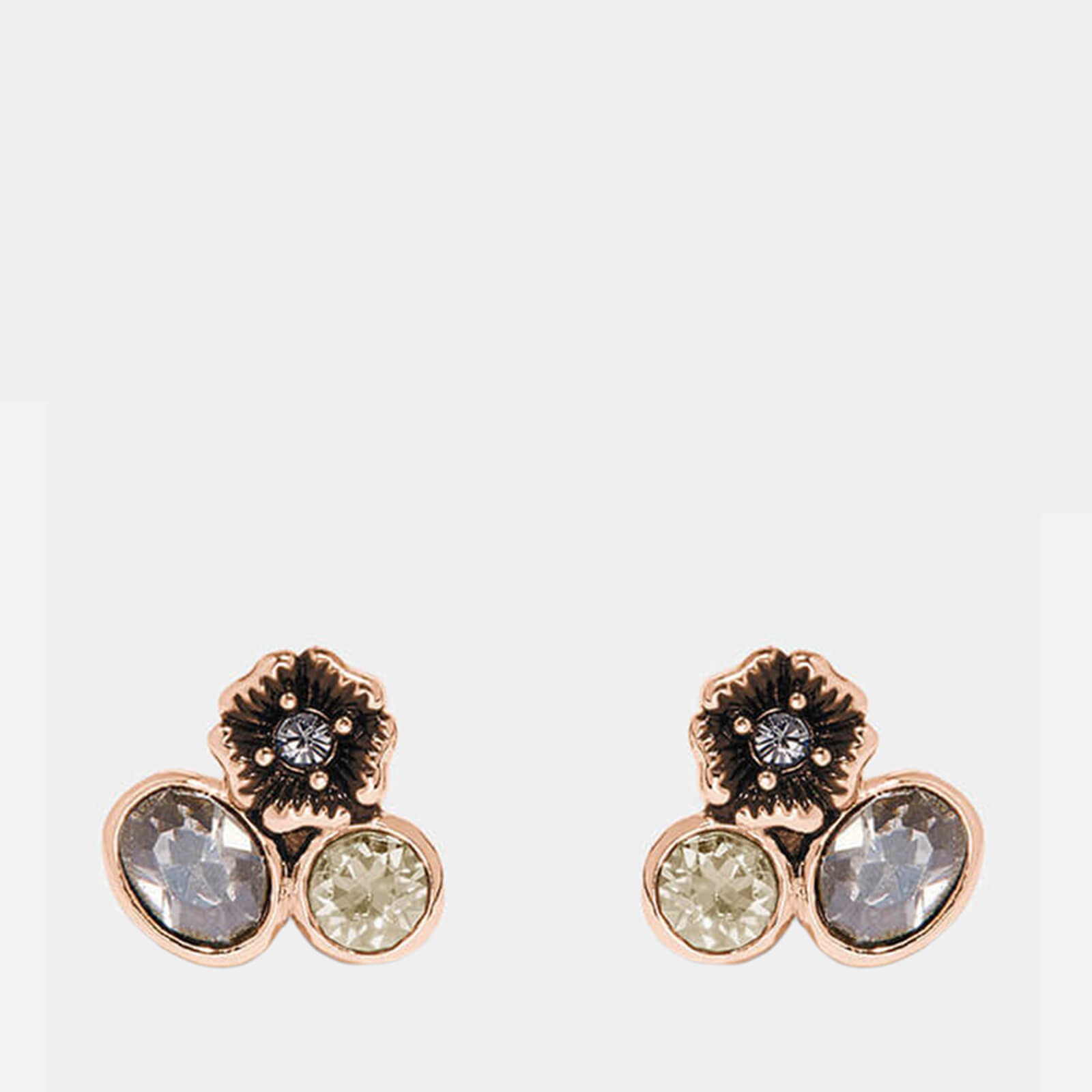 Image of Coach Women's Mini Tea Rose Cluster Stud - Rose Gold/Multi