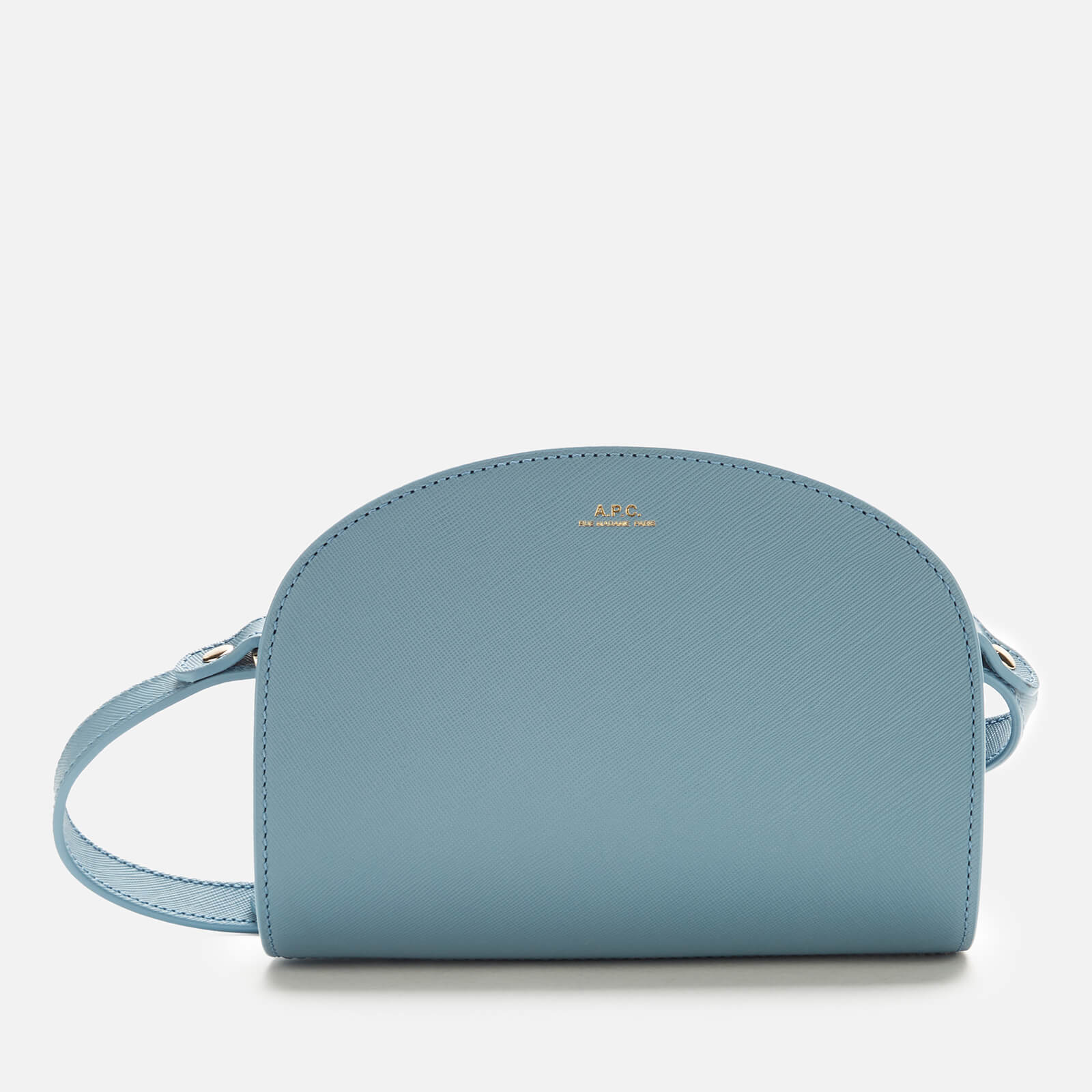 A.P.C. Women's Saffiano Mini Demi-Lune Cross Body Bag - Sky Blue