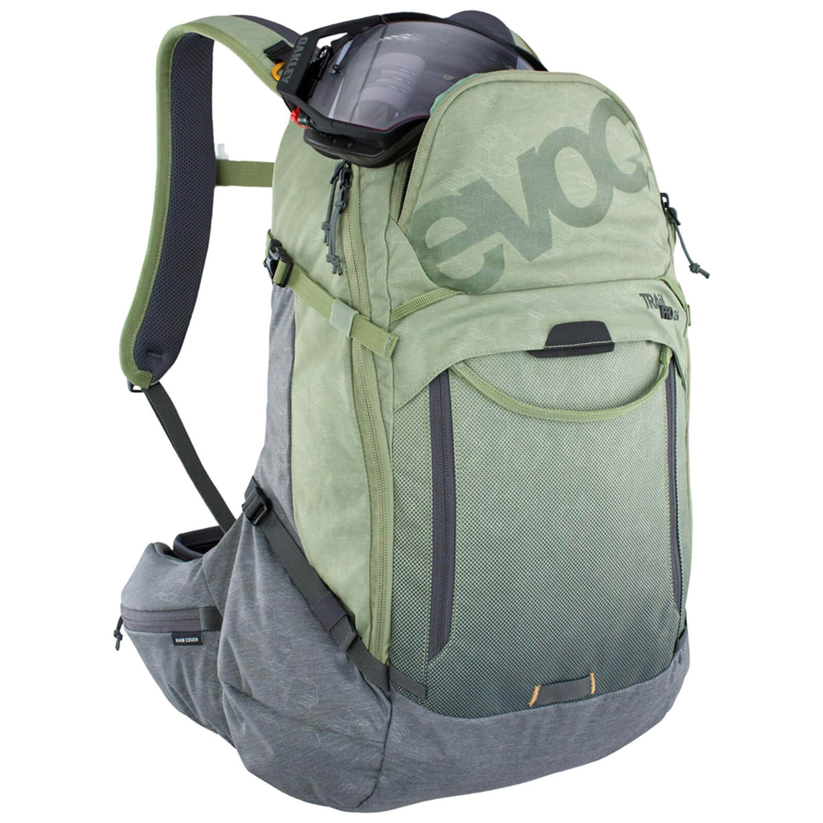 Image of Evoc Trail Pro Protector 26L Backpack - S/M - Light Olive/Carbon Grey