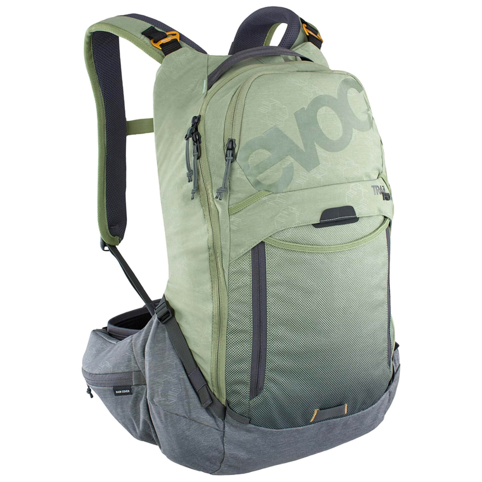 Evoc Trail Pro Protector 16L Backpack - S/M - Light Olive/Carbon Grey