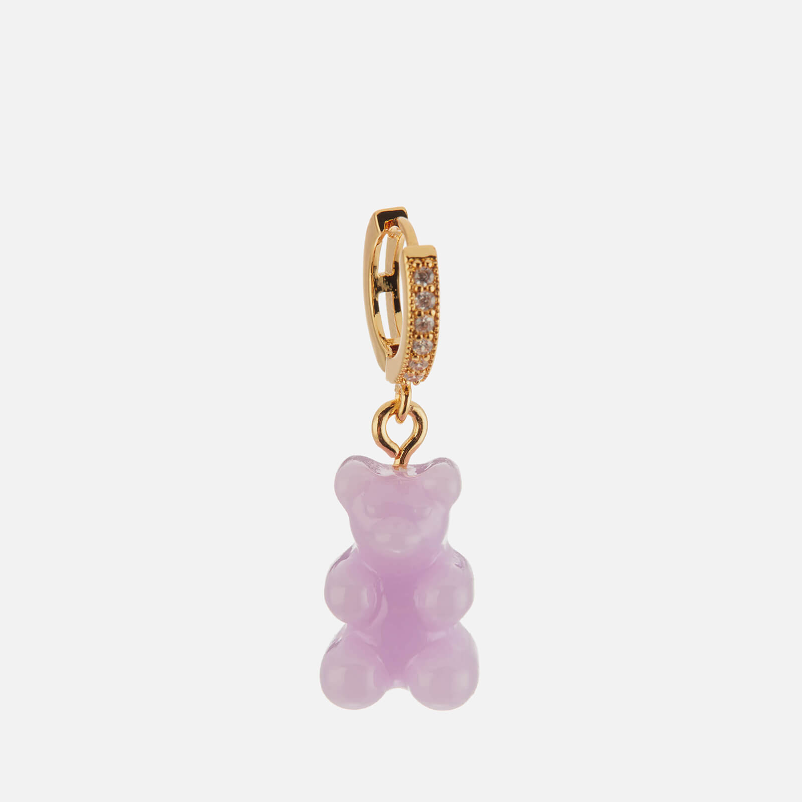 Image of Crystal Haze Women's Pave Nostalgia Bear Hoop - Lavender