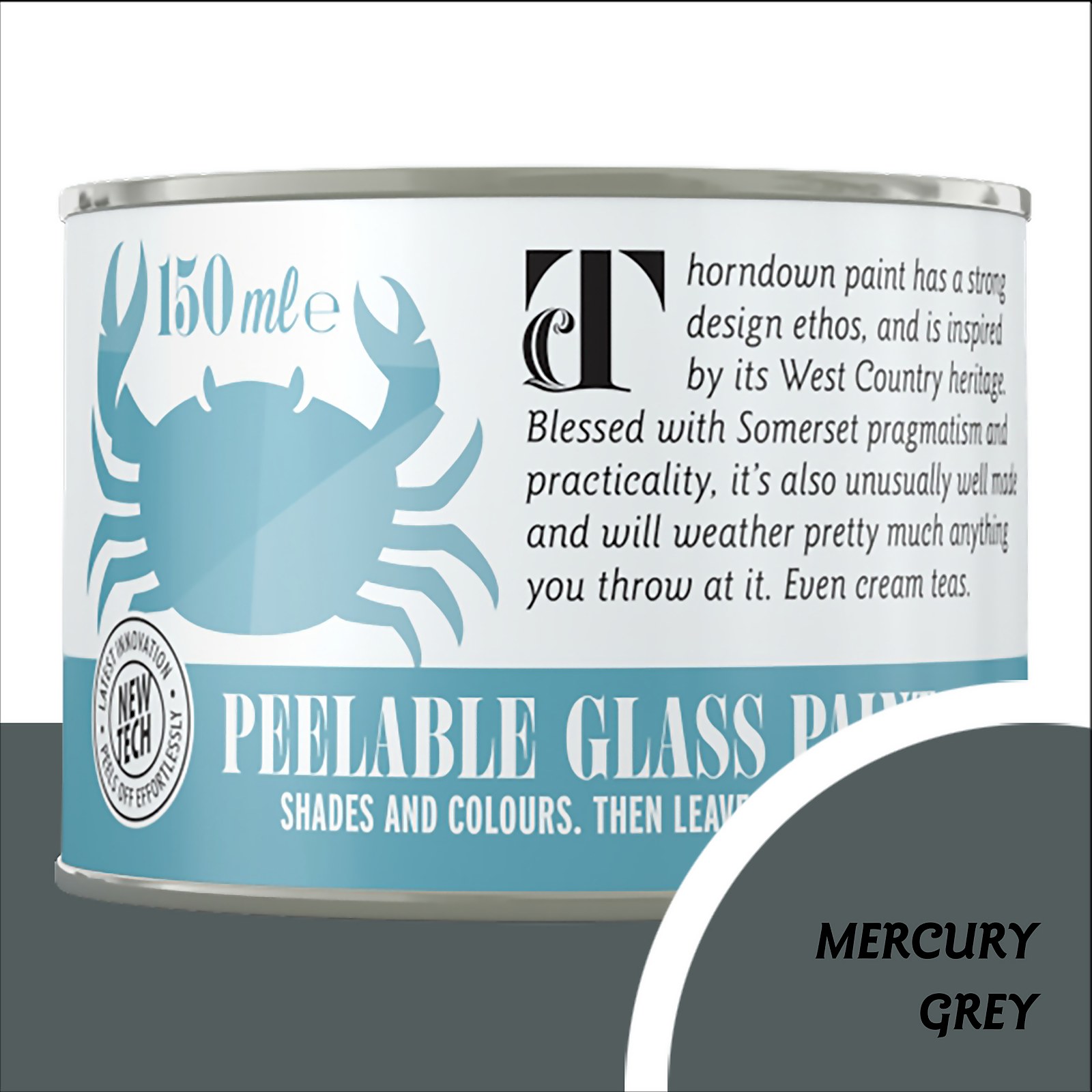 Photo of Thorndown Mercury Grey Peelable Glass Paint 150ml