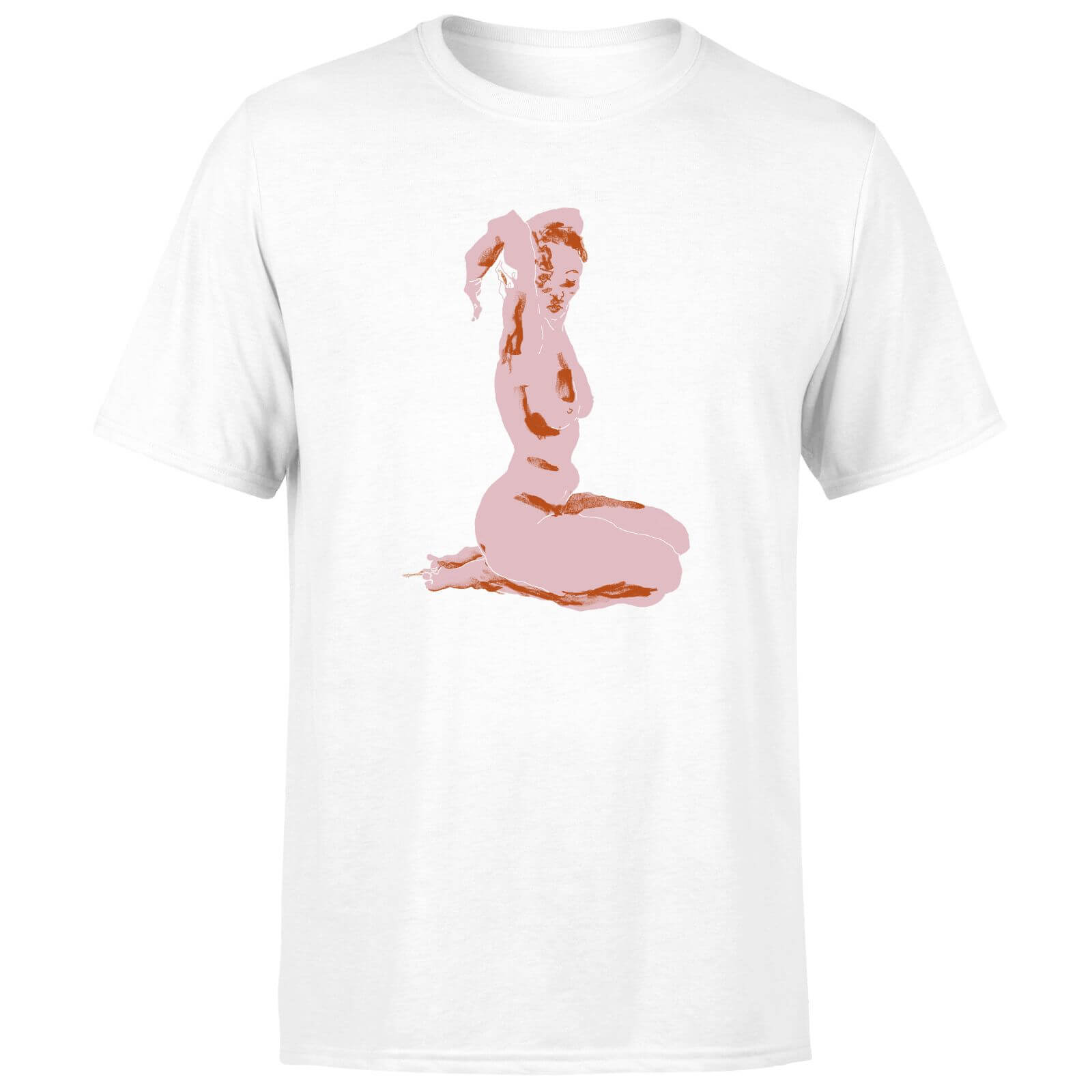 Nude, Arms Folded Over Her Head Men's T-Shirt - White - XS - White