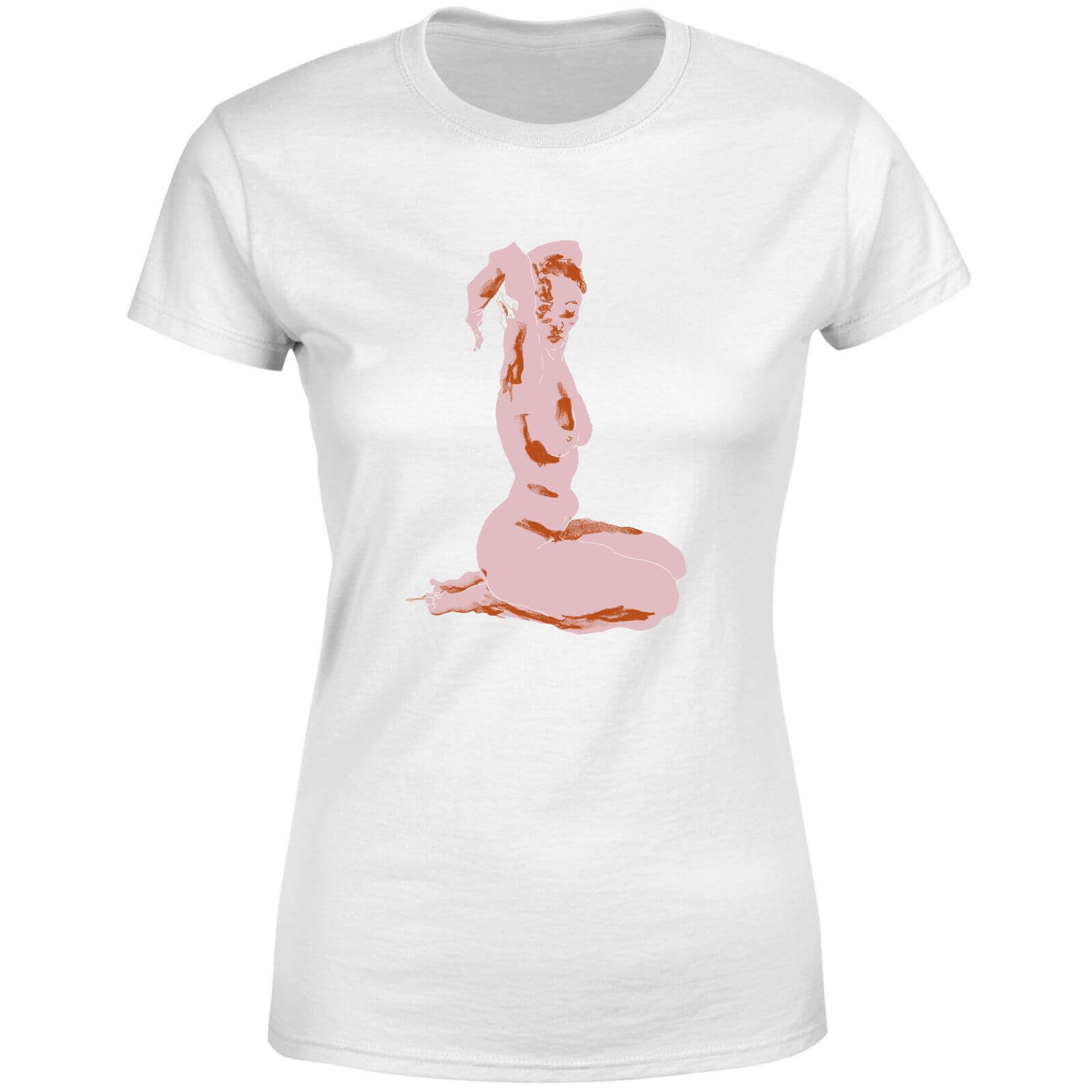 Nude, Arms Folded Over Her Head Women's T-Shirt - White - XS - White