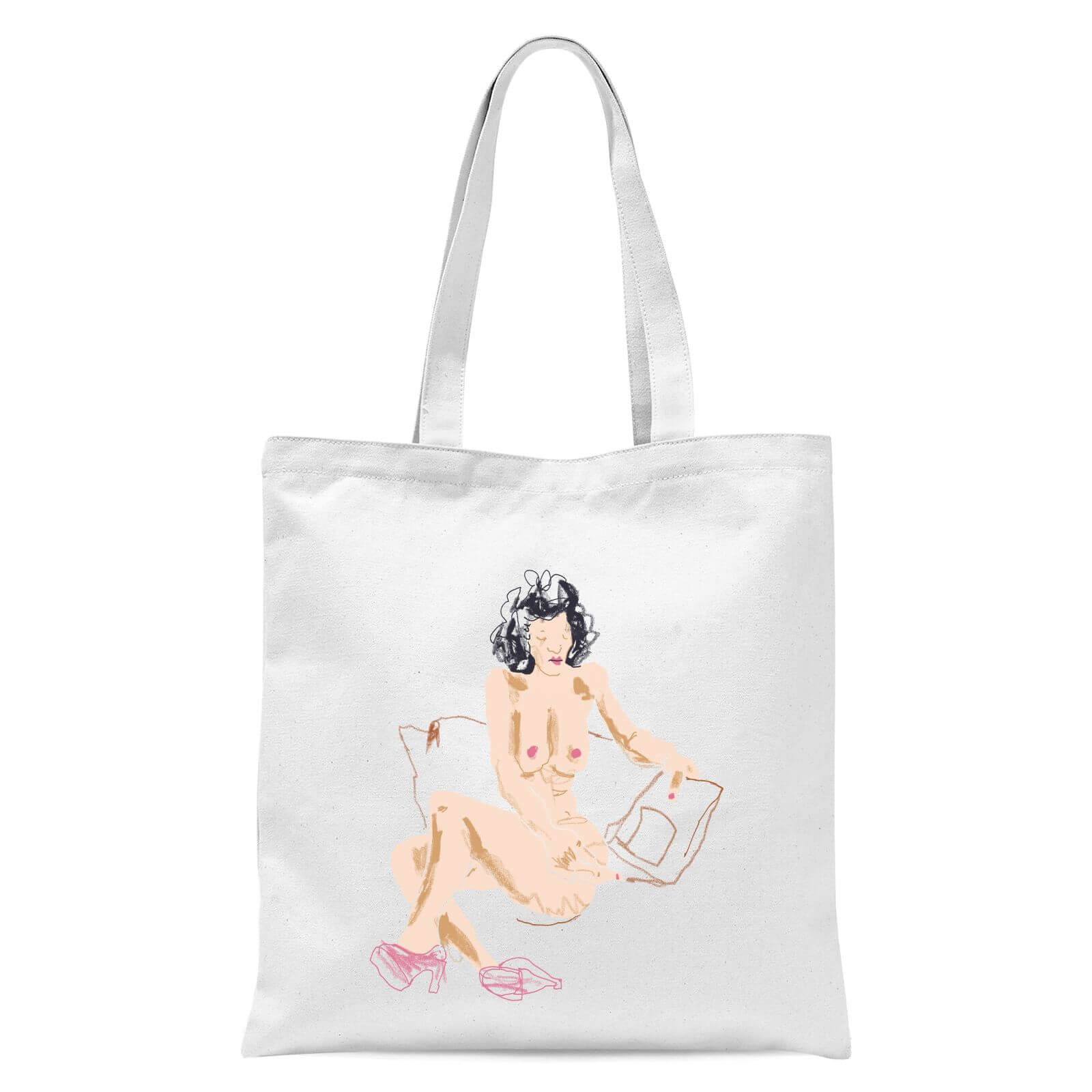 Girl With A Magazine Tote Bag - White