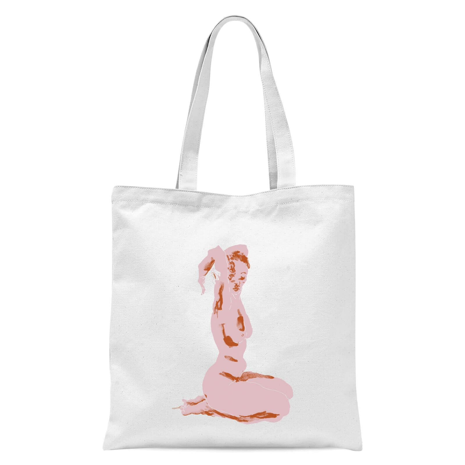 Nude, Arms Folded Over Her Head Tote Bag - White
