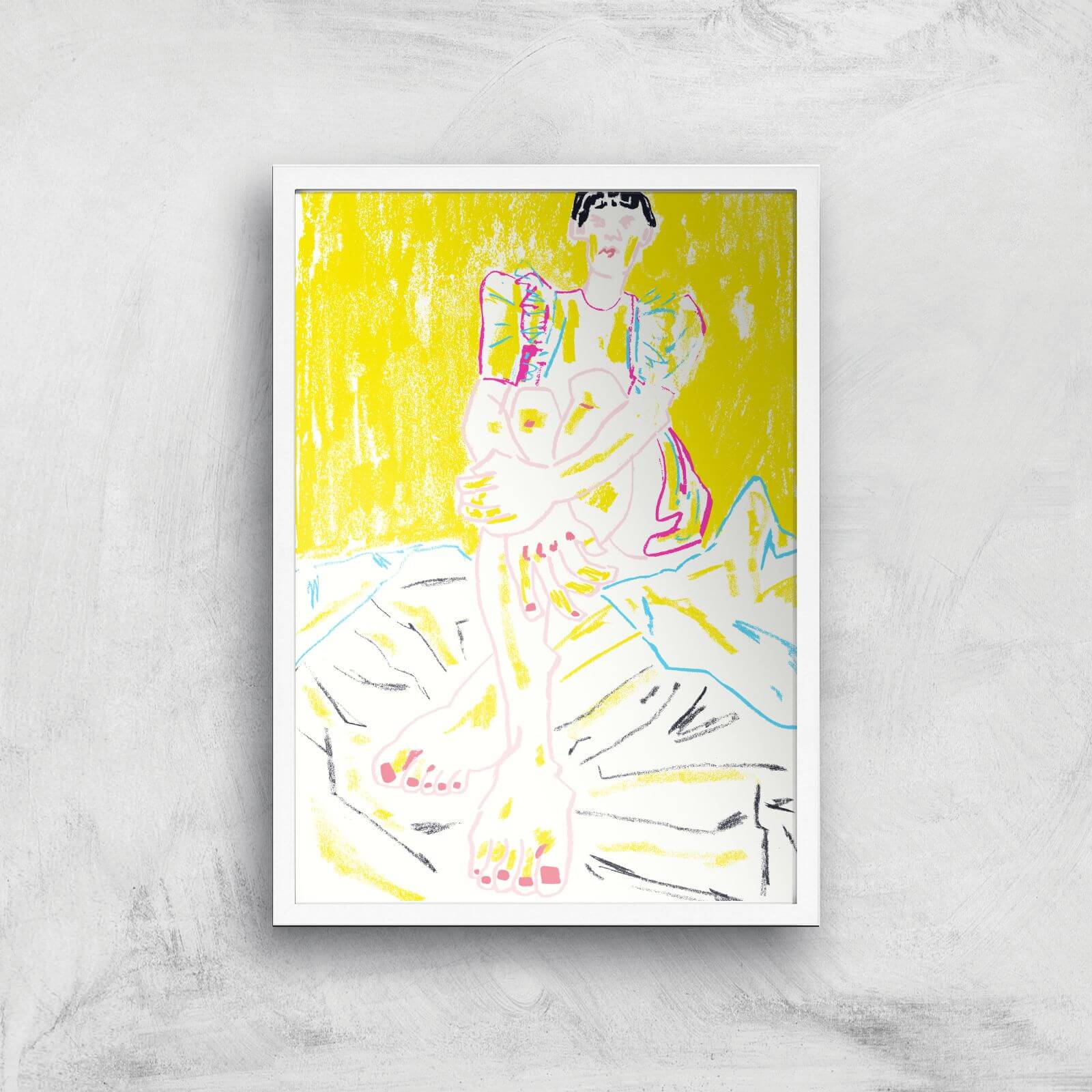 The Girl In The Yellow Dress Giclee Art Print - A4 - White Frame