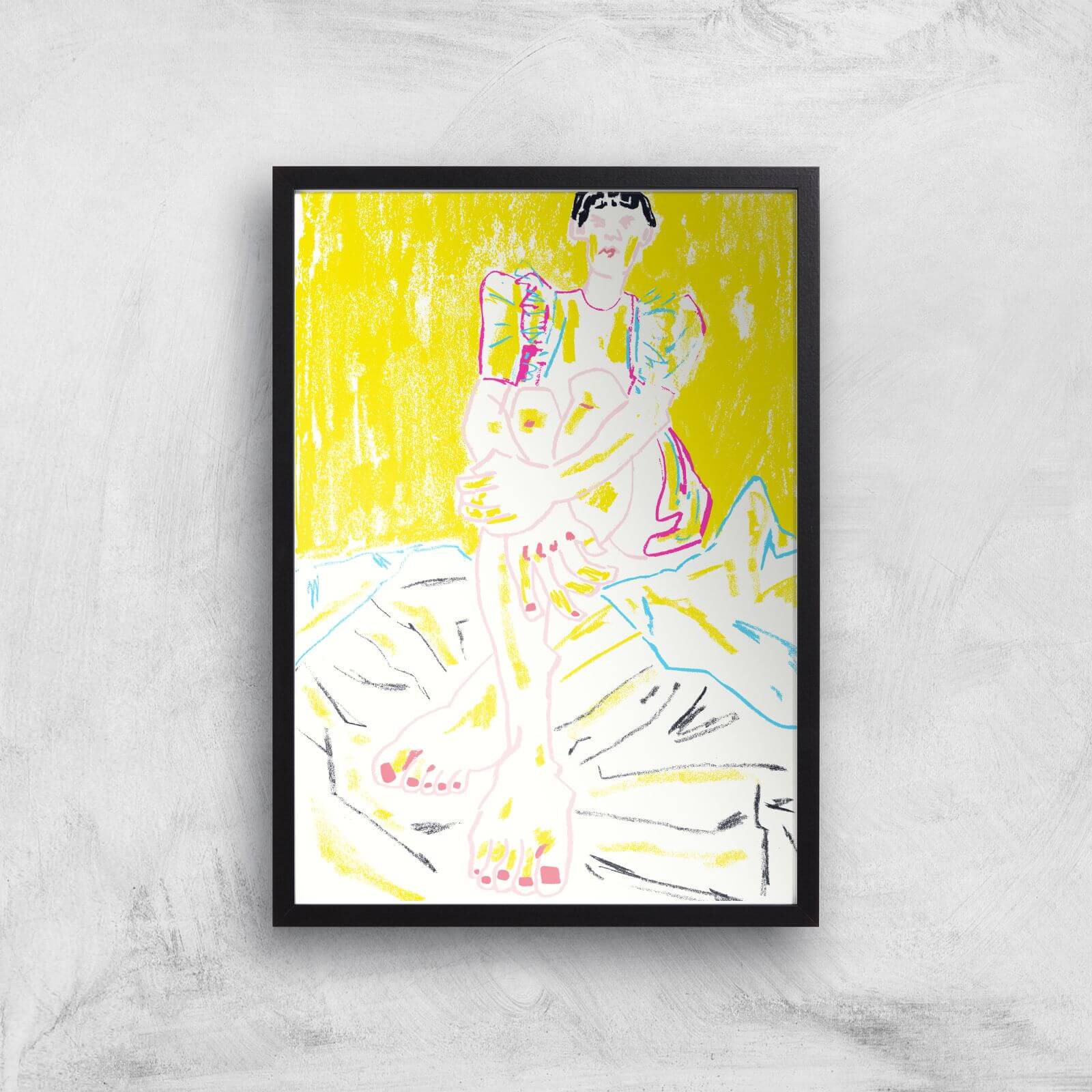 The Girl In The Yellow Dress Giclee Art Print - A4 - Black Frame