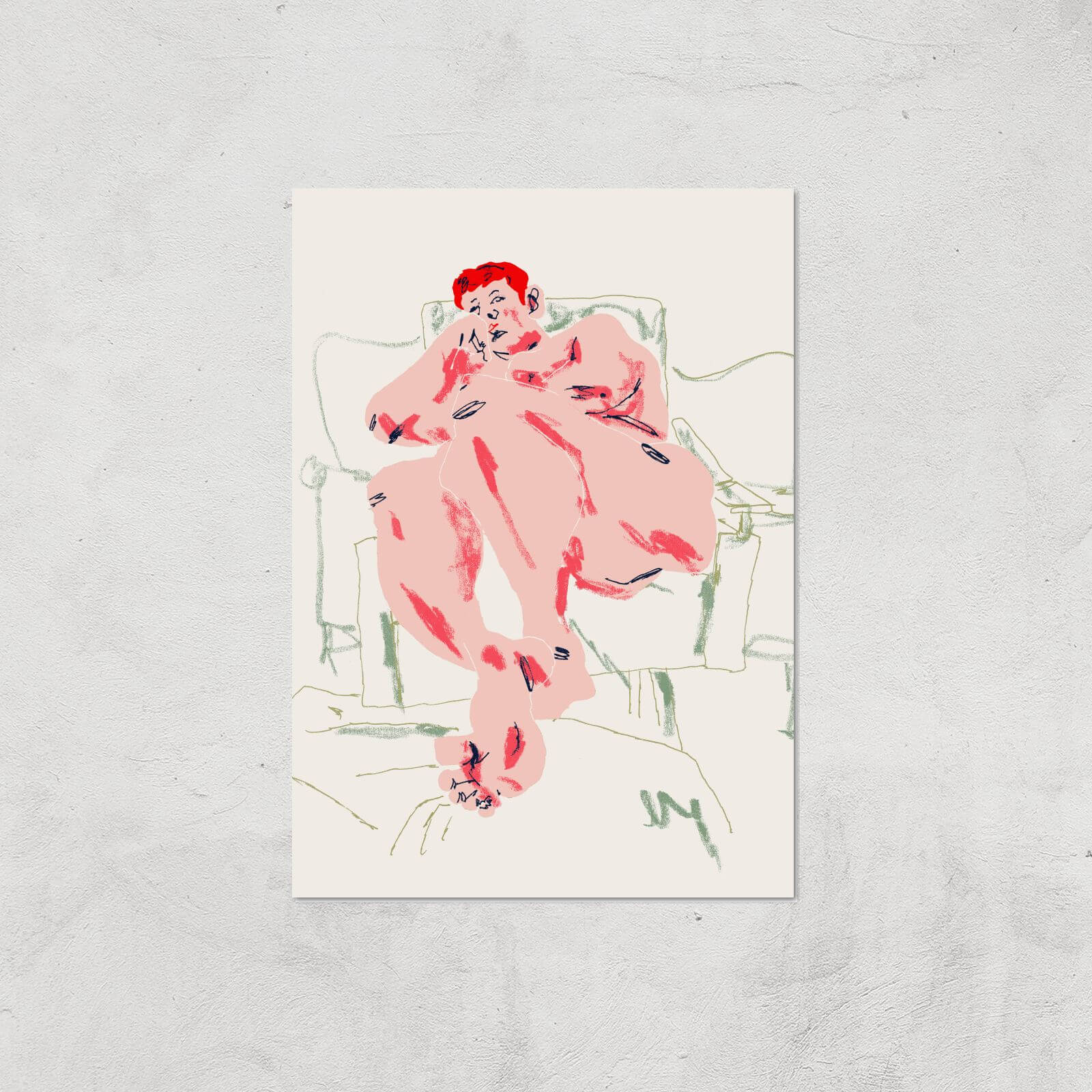 Model Resting In A Chair Giclee Art Print - A4 - Print Only