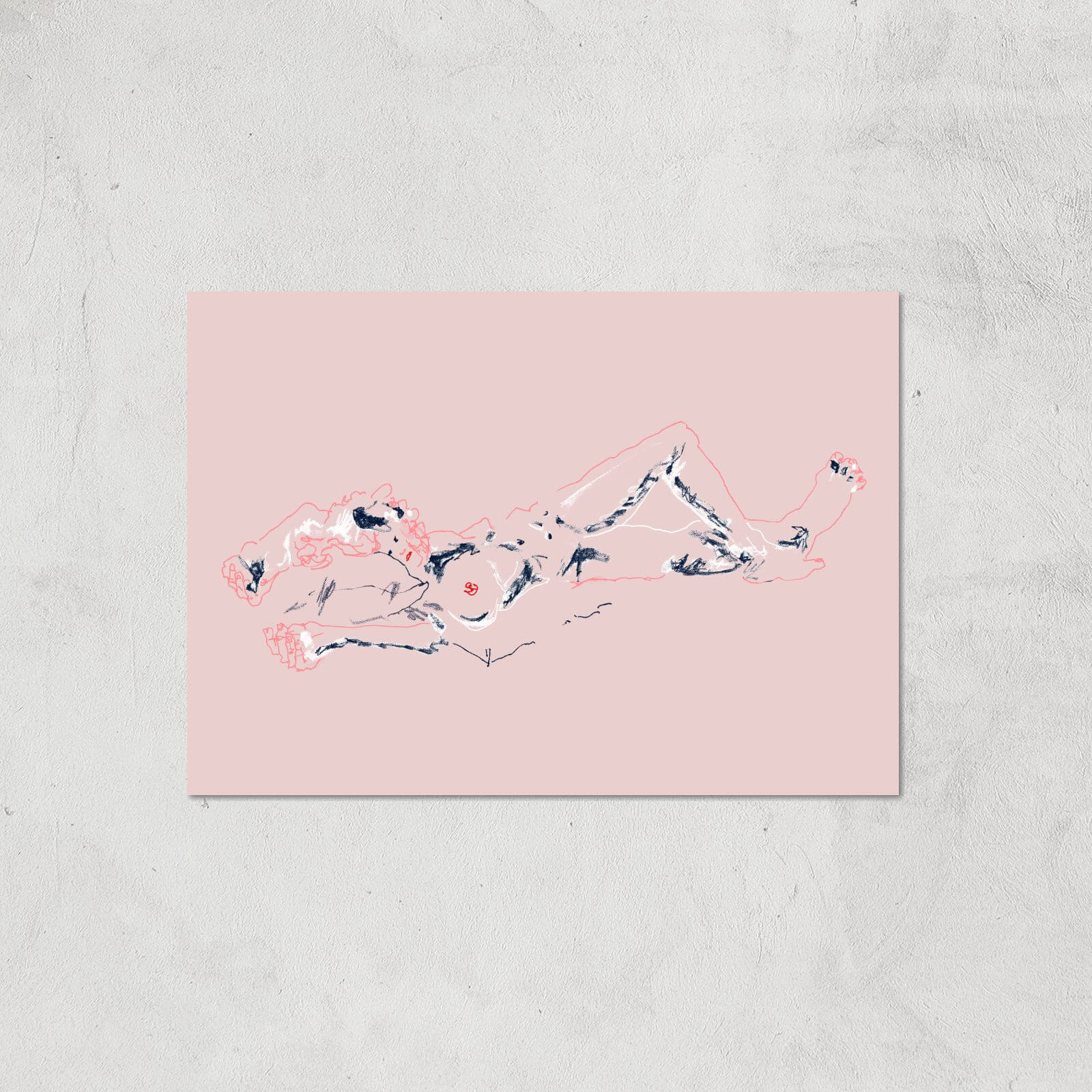 Girl Lying Down Art Print Giclee Art Print - A4 - Print Only