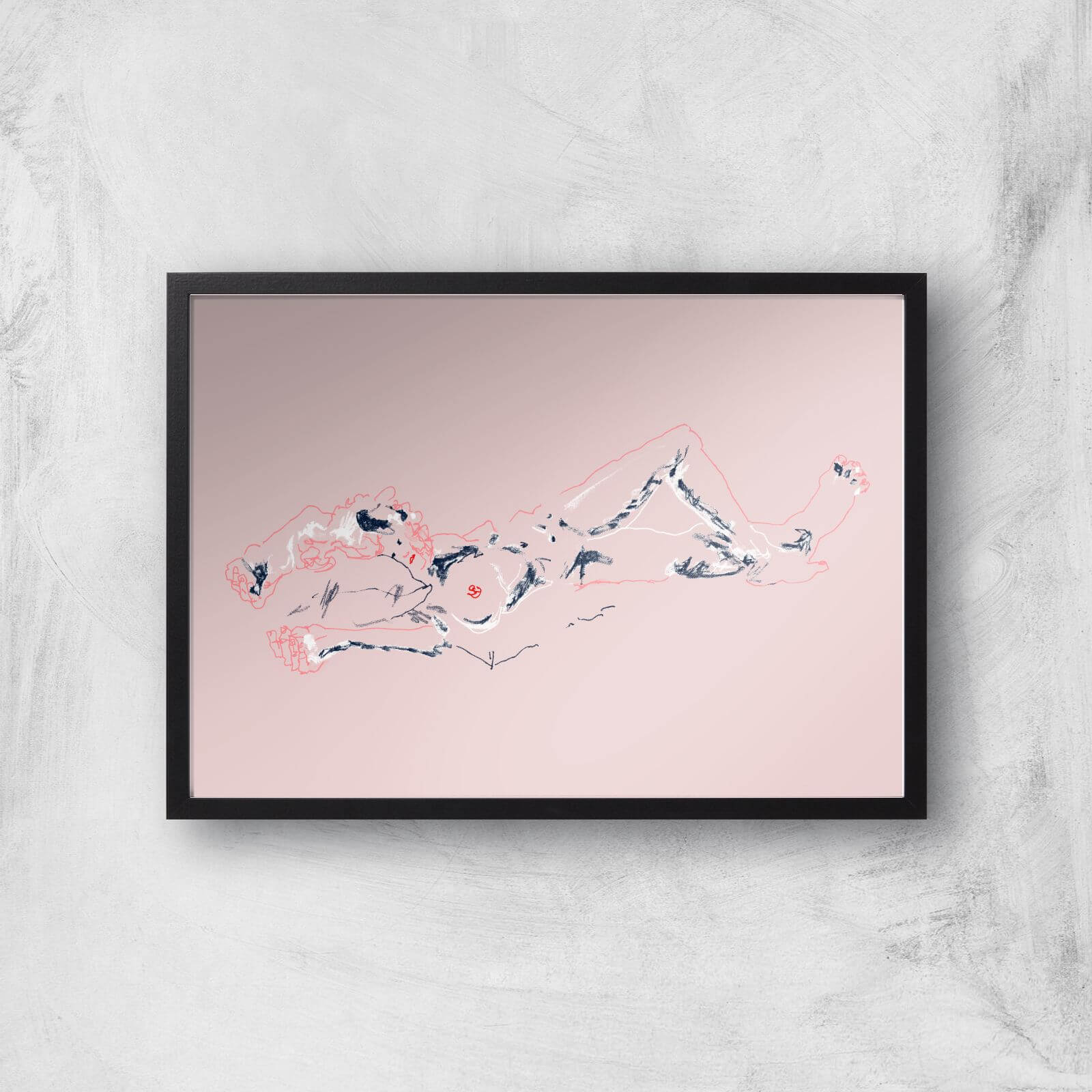 Girl Lying Down Art Print Giclee Art Print - A4 - Black Frame