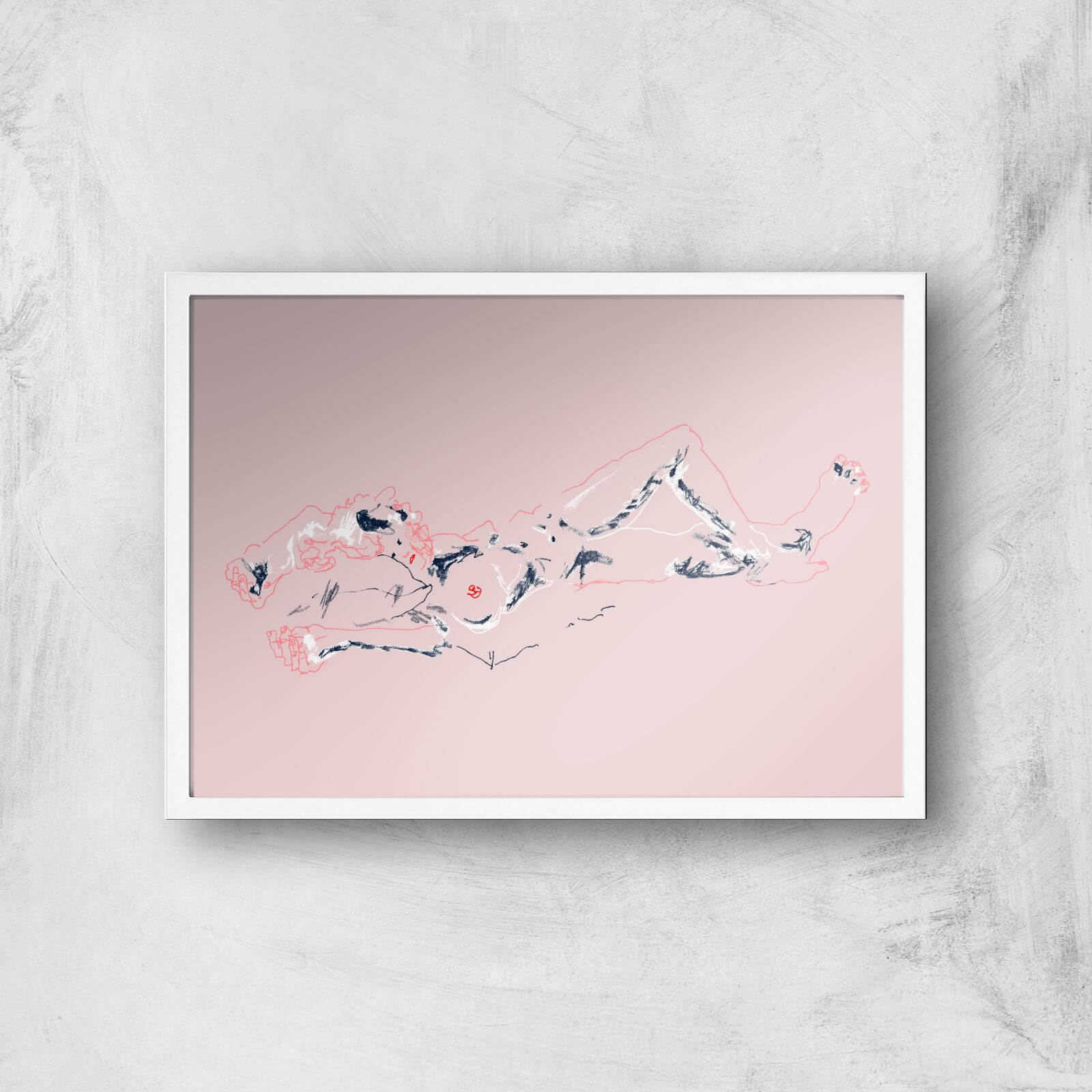 Girl Lying Down Art Print Giclee Art Print - A2 - White Frame