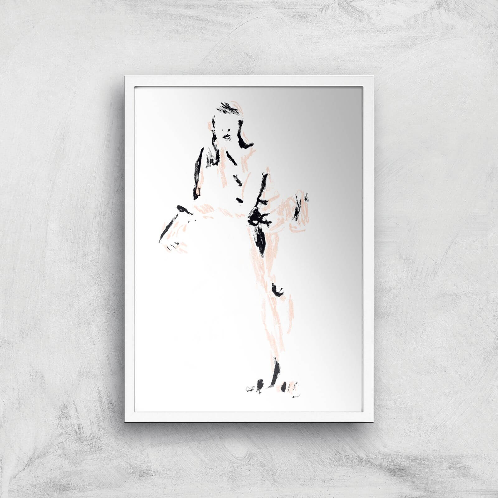 Model Resting Giclee Art Print - A4 - White Frame