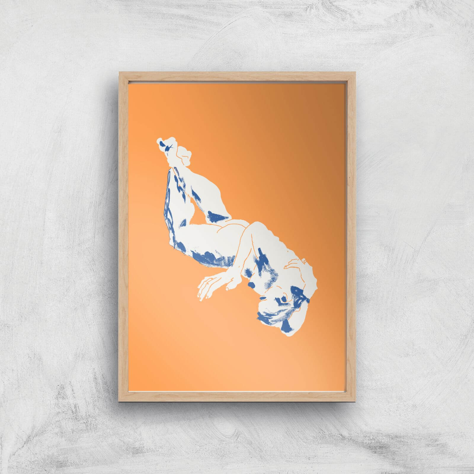 Nude Orange Giclee Art Print - A3 - Wooden Frame