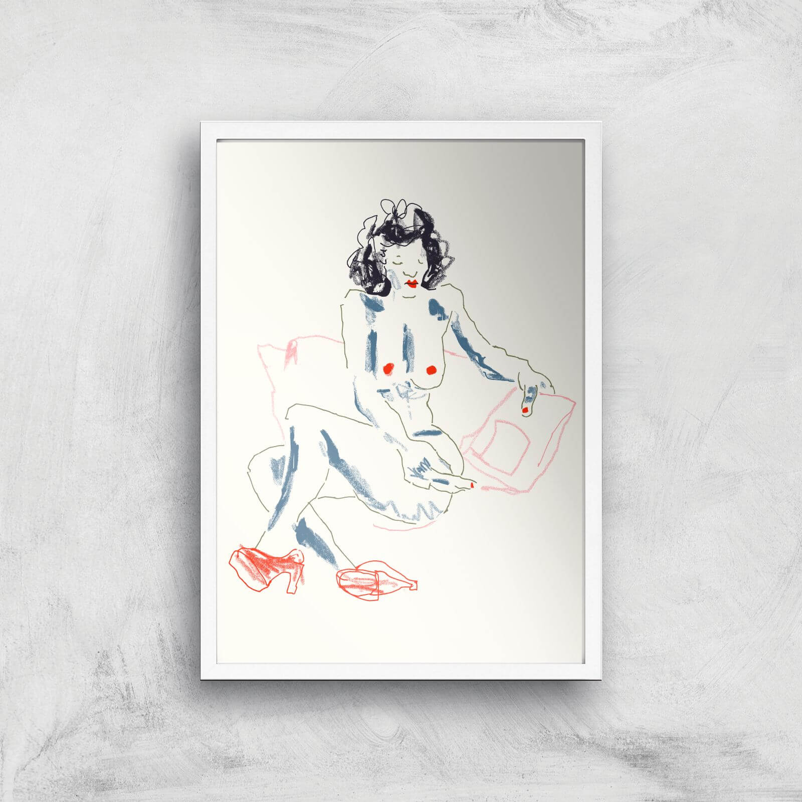 Girl With A Magazine Light Giclee Art Print - A4 - White Frame