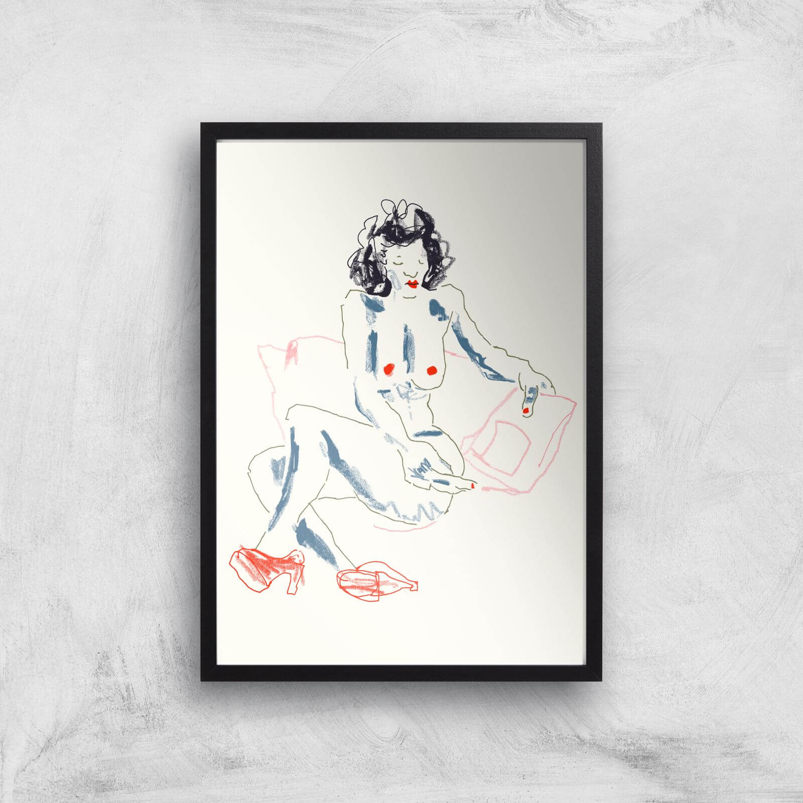 Girl With A Magazine Light Giclee Art Print - A4 - Black Frame
