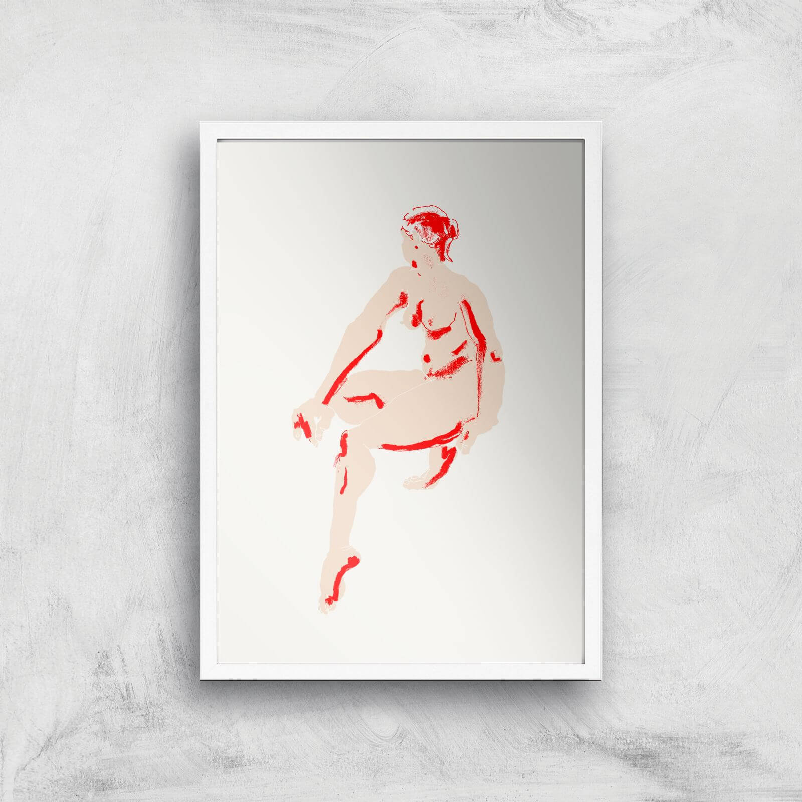 Naked Woman Giclee Art Print - A4 - White Frame