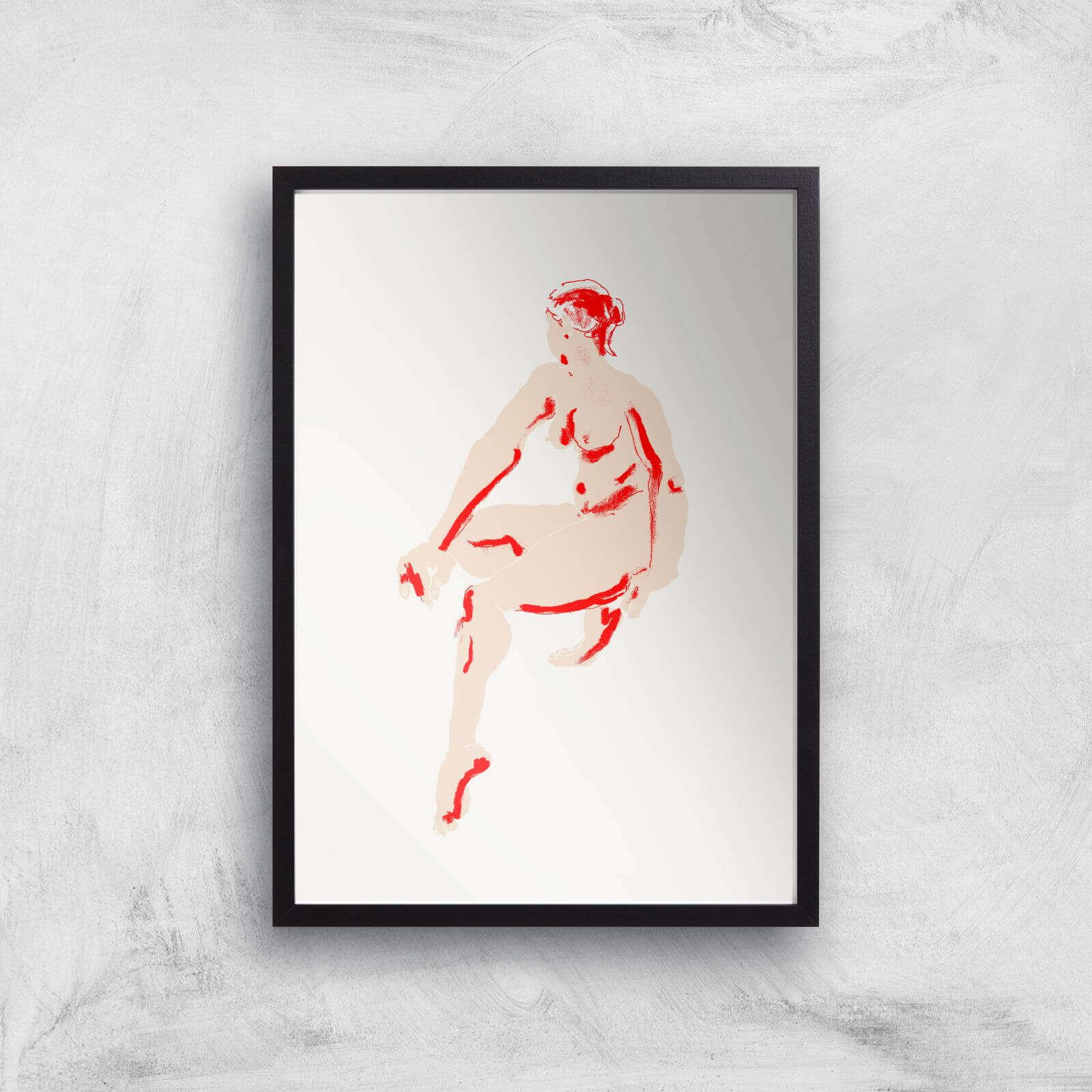 Naked Woman Giclee Art Print - A4 - Black Frame