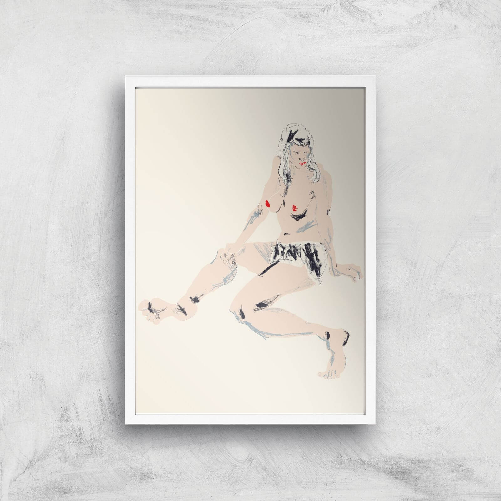 Seated Girl Giclee Art Print - A4 - White Frame
