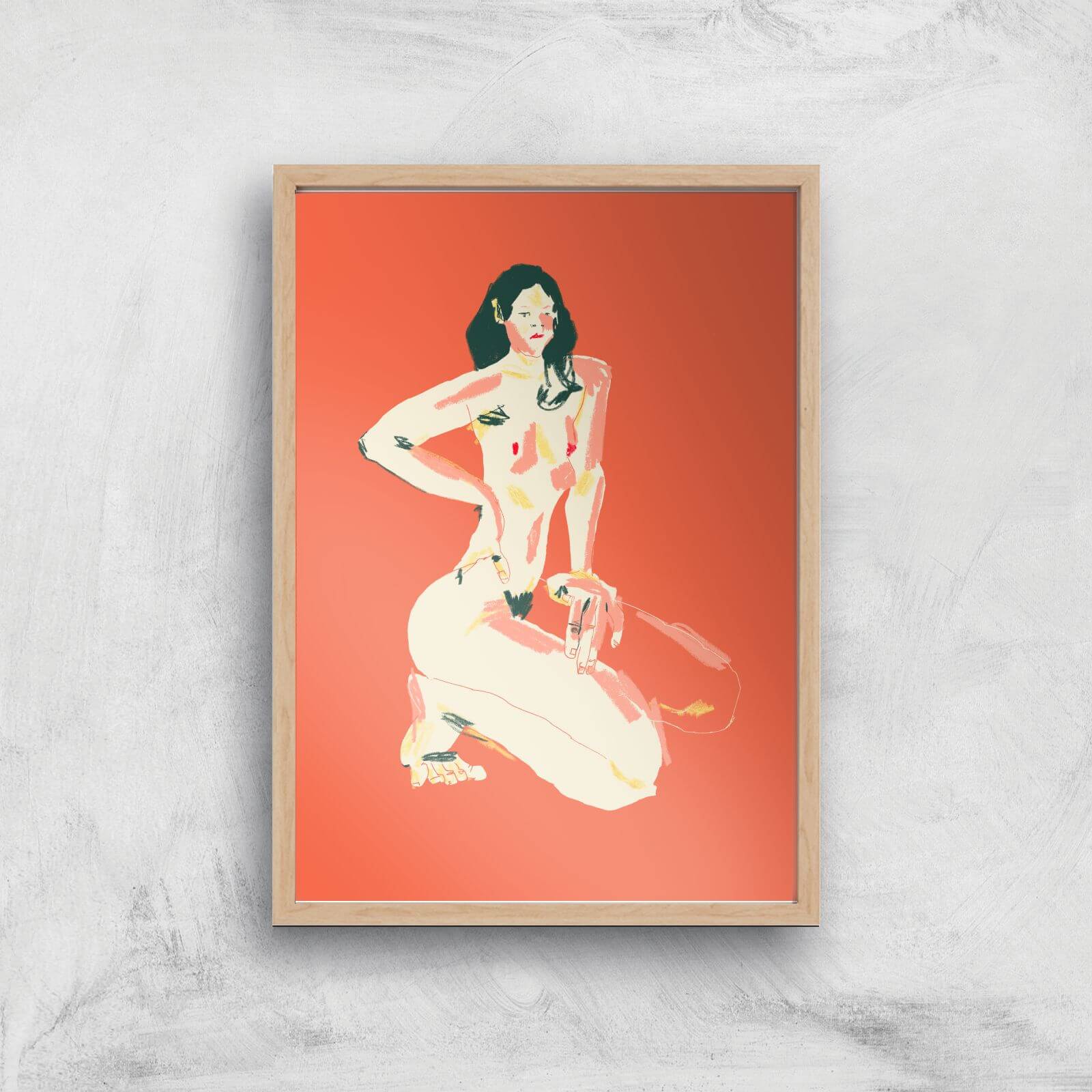 Giulia Orange Giclee Art Print - A2 - Wooden Frame
