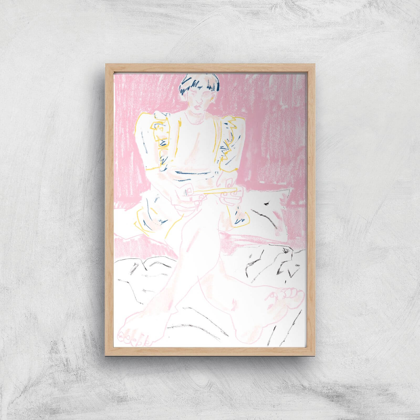 Gamer Girl Giclee Art Print - A3 - Wooden Frame