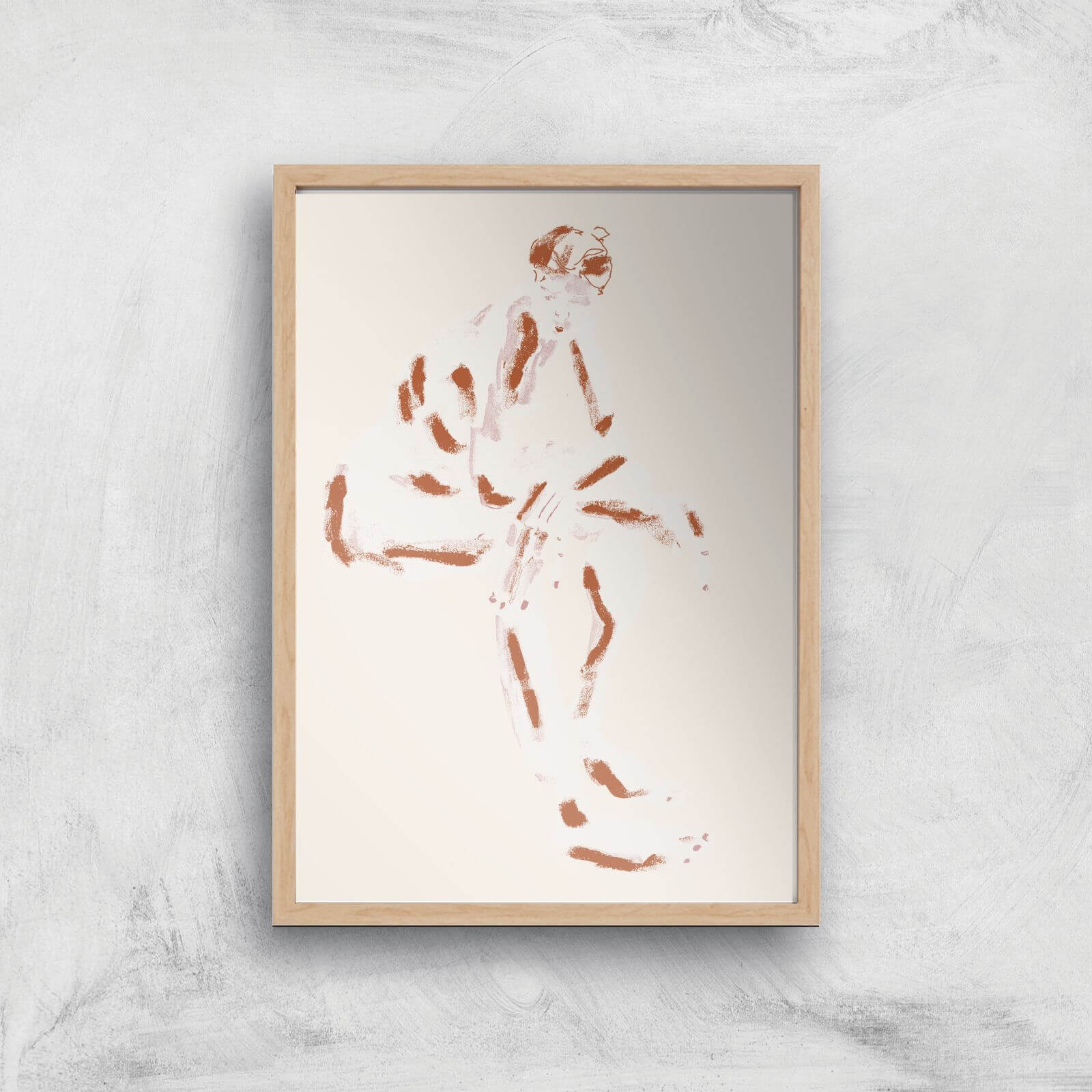 Seated Nude With Crossed Arms Giclee Art Print - A4 - Wooden Frame