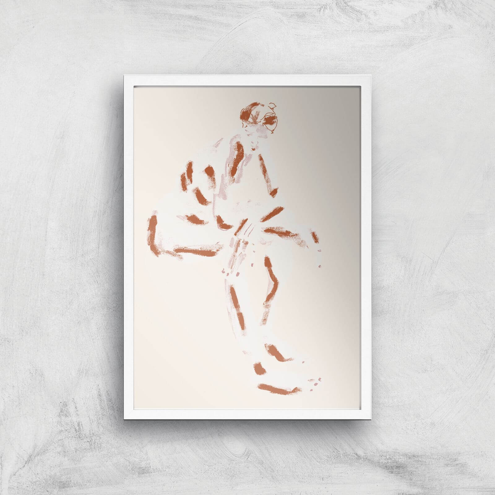 Seated Nude With Crossed Arms Giclee Art Print - A4 - White Frame