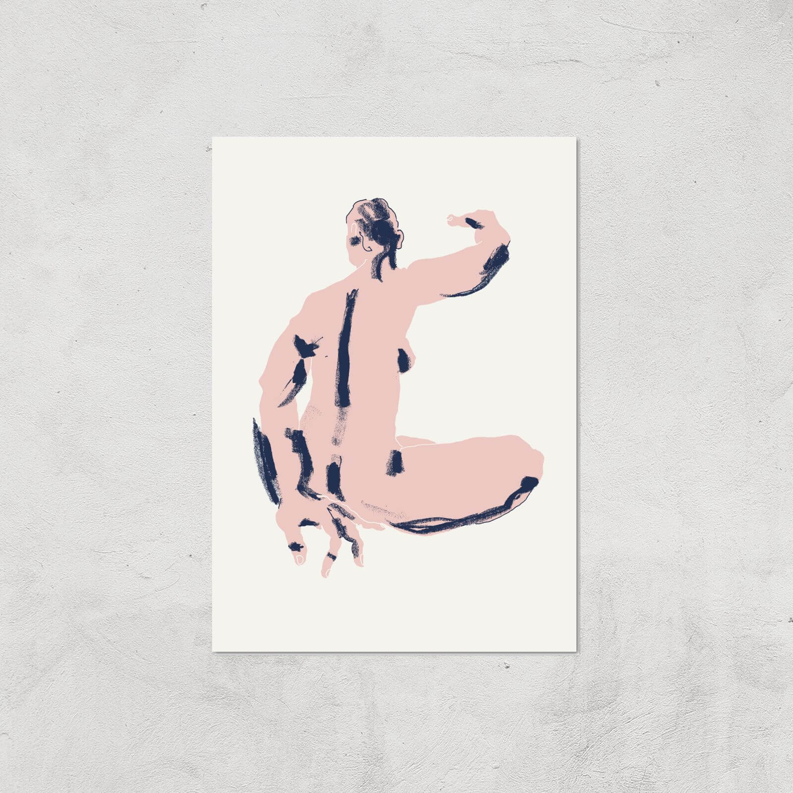 Seated Nude Back View Giclee Art Print - A2 - Print Only