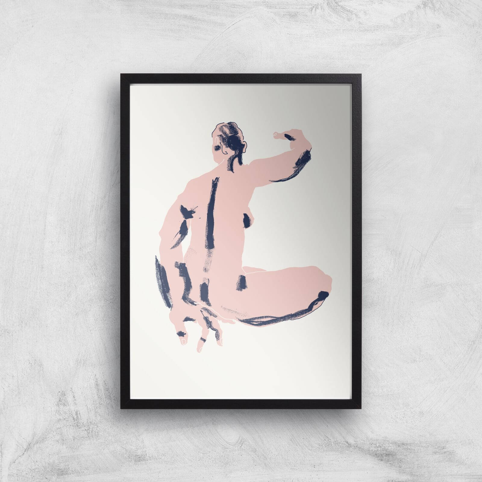 Seated Nude Back View Giclee Art Print - A2 - Black Frame