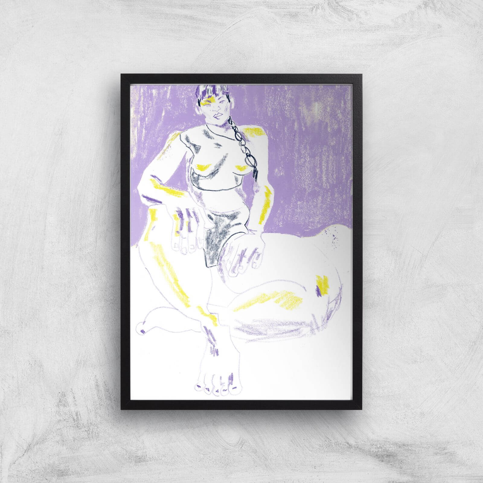 Purple Girl Giclee Art Print - A4 - Black Frame
