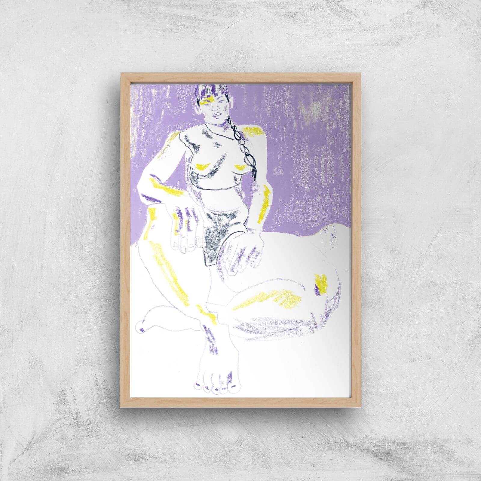 Purple Girl Giclee Art Print - A3 - Wooden Frame