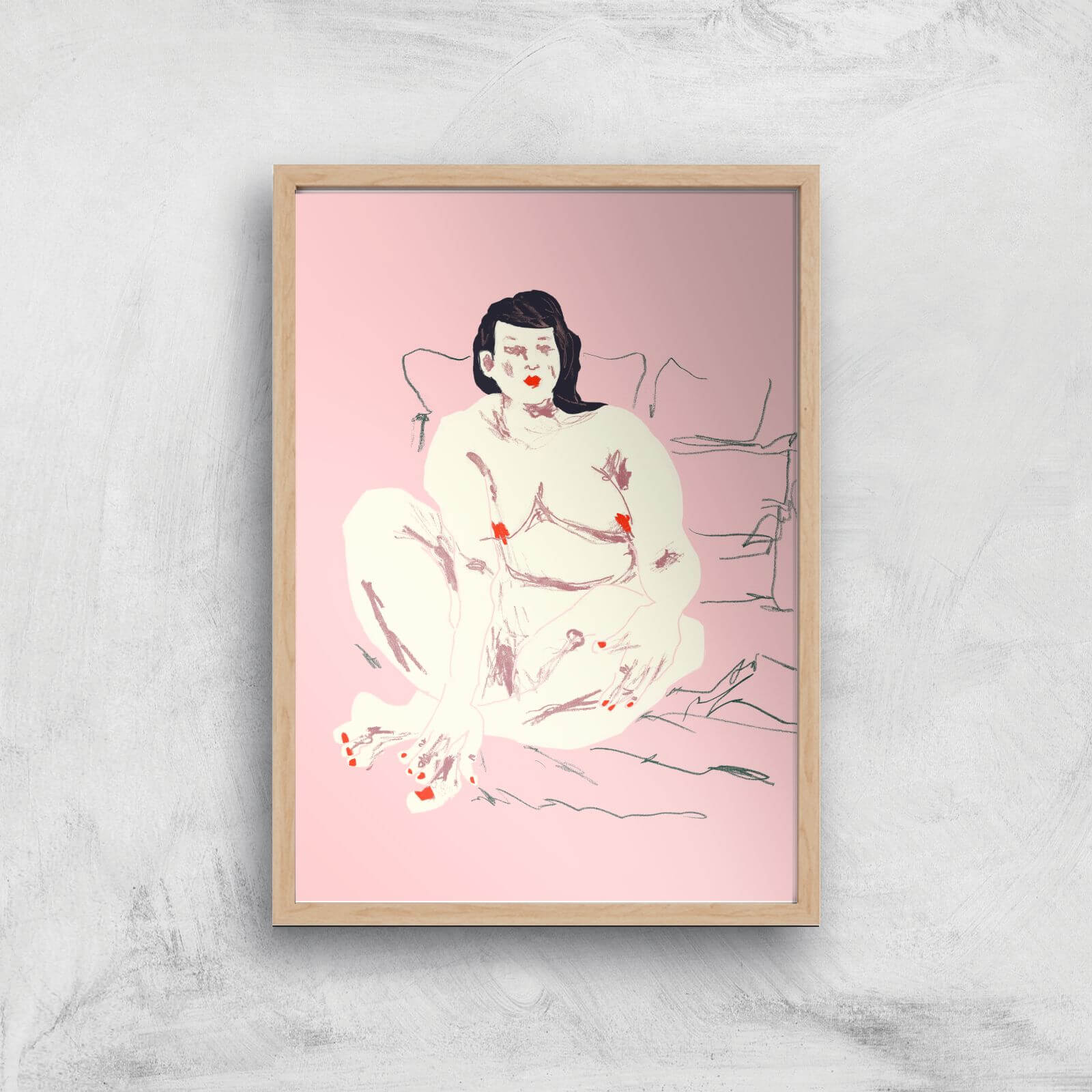 Trixie Giclee Art Print - A4 - Wooden Frame