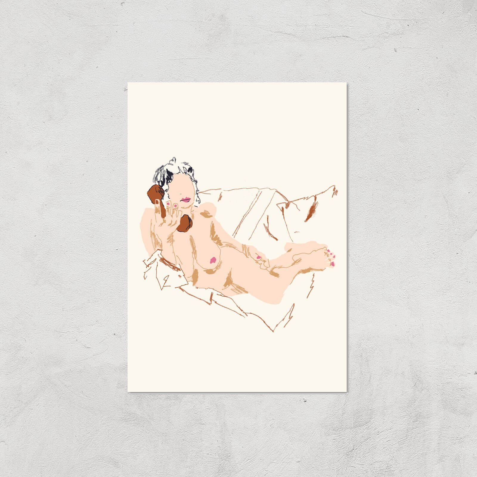 Girl On The Phone Giclee Art Print - A4 - Print Only