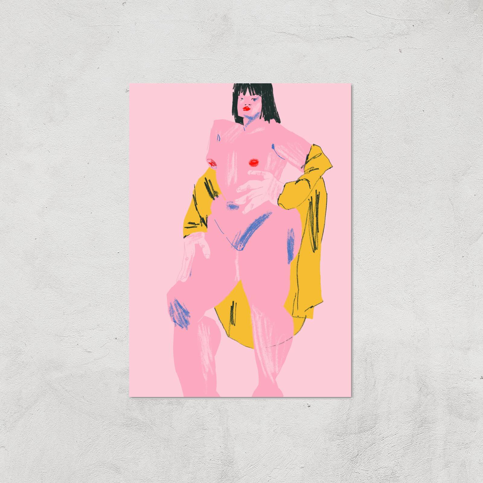 Pink & Yellow Nude Giclee Art Print - A4 - Print Only