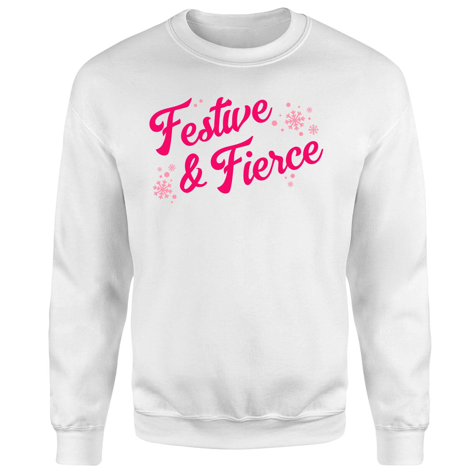 Snowy Festive & Fierce Unisex Christmas Jumper - White - 4XL