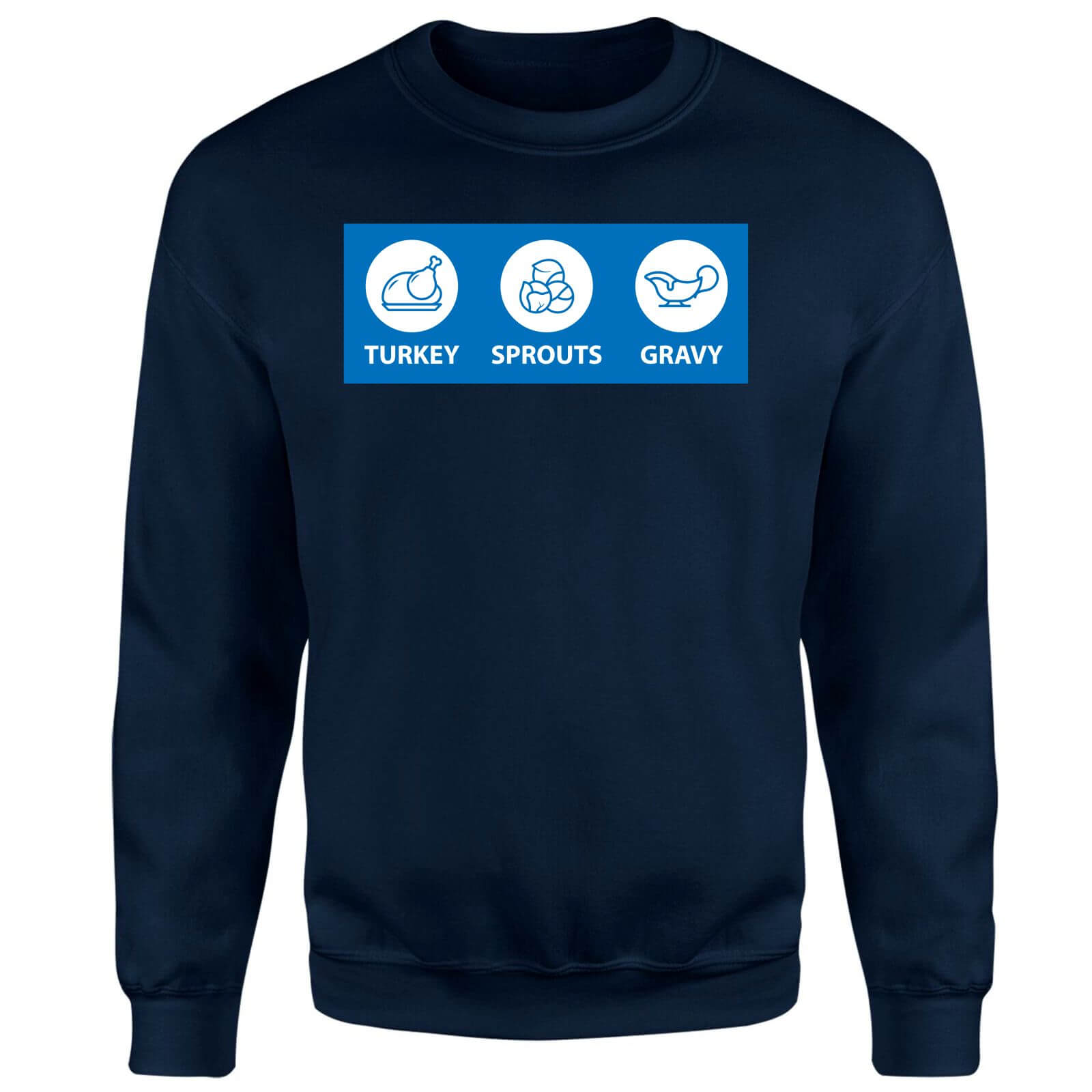 NHS Covid Christmas Turkey Sprouts Gravy Unisex Sweatshirt - Navy - S - Navy