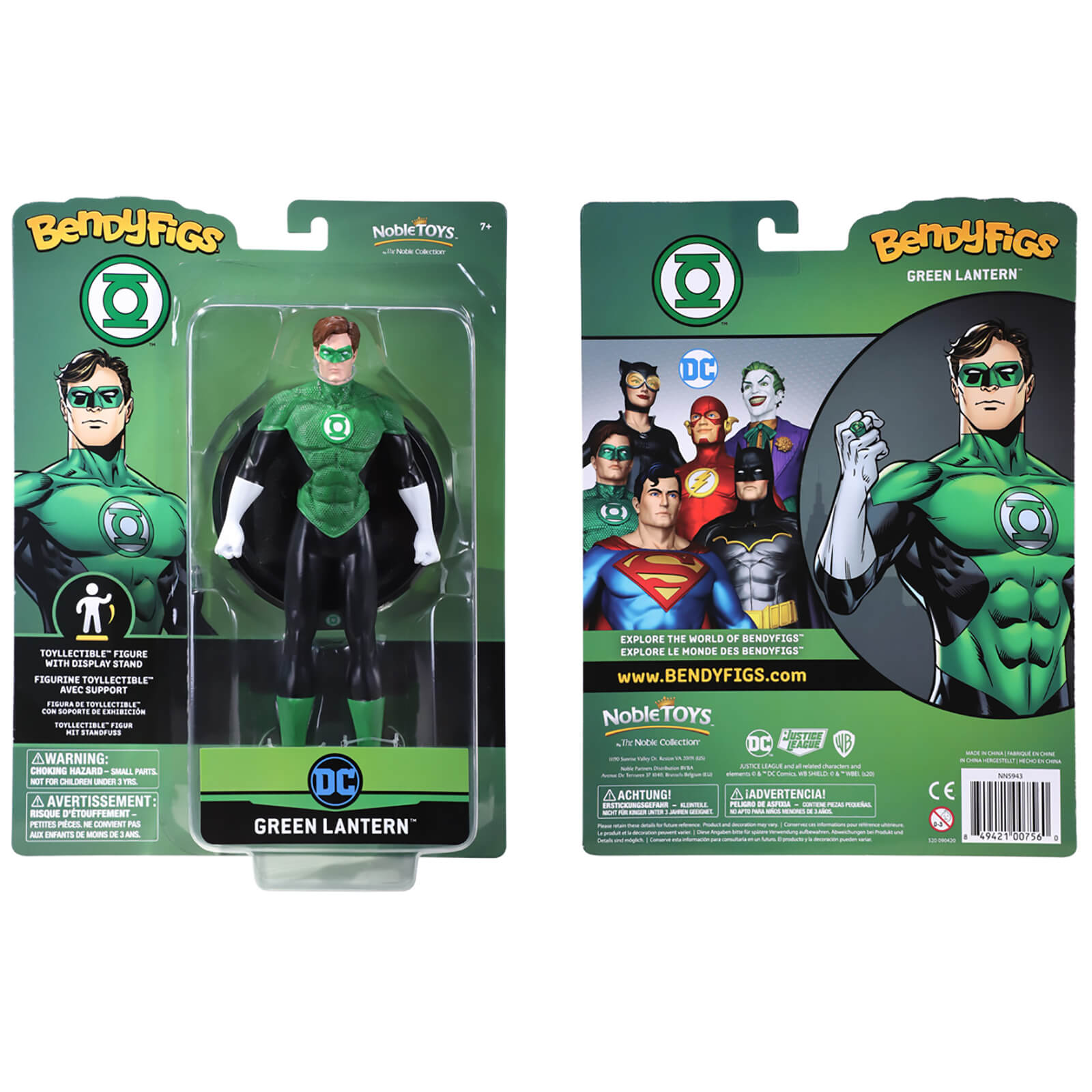 Image of Noble Collection DC Universe Green Lantern BendyFig 7.5 Inch Action Figure