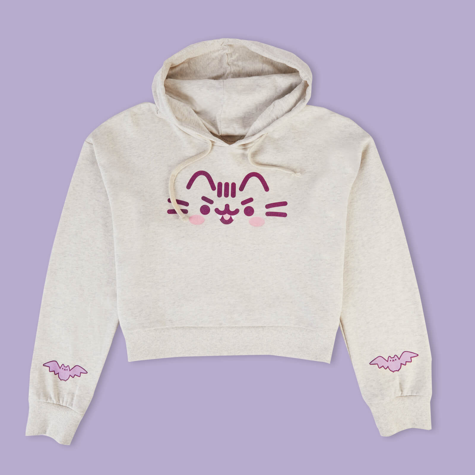 

Pusheen Flashing The Fangs Women's Cropped Hoodie - Ecru Marl - M - Ecru marl