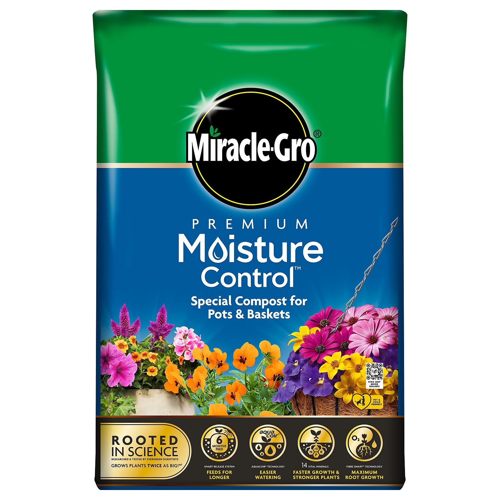 Photo of Miracle-gro® Premium Moisture Control™ Enriched Compost Pots & Baskets - 40l
