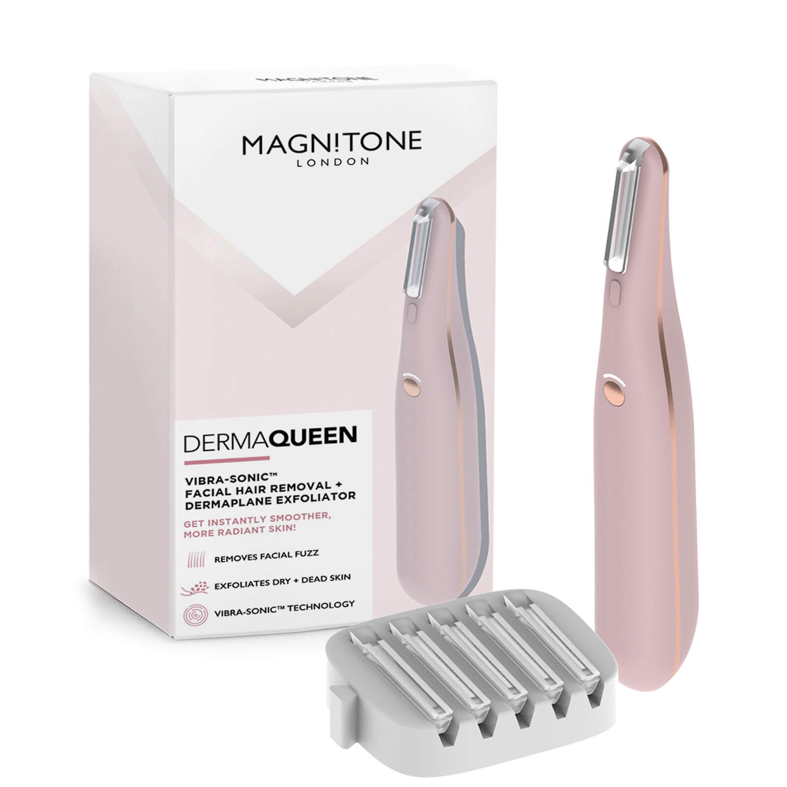 Magnitone London DermaQueen Vibra-Sonic Facial Dermaplane - Pink