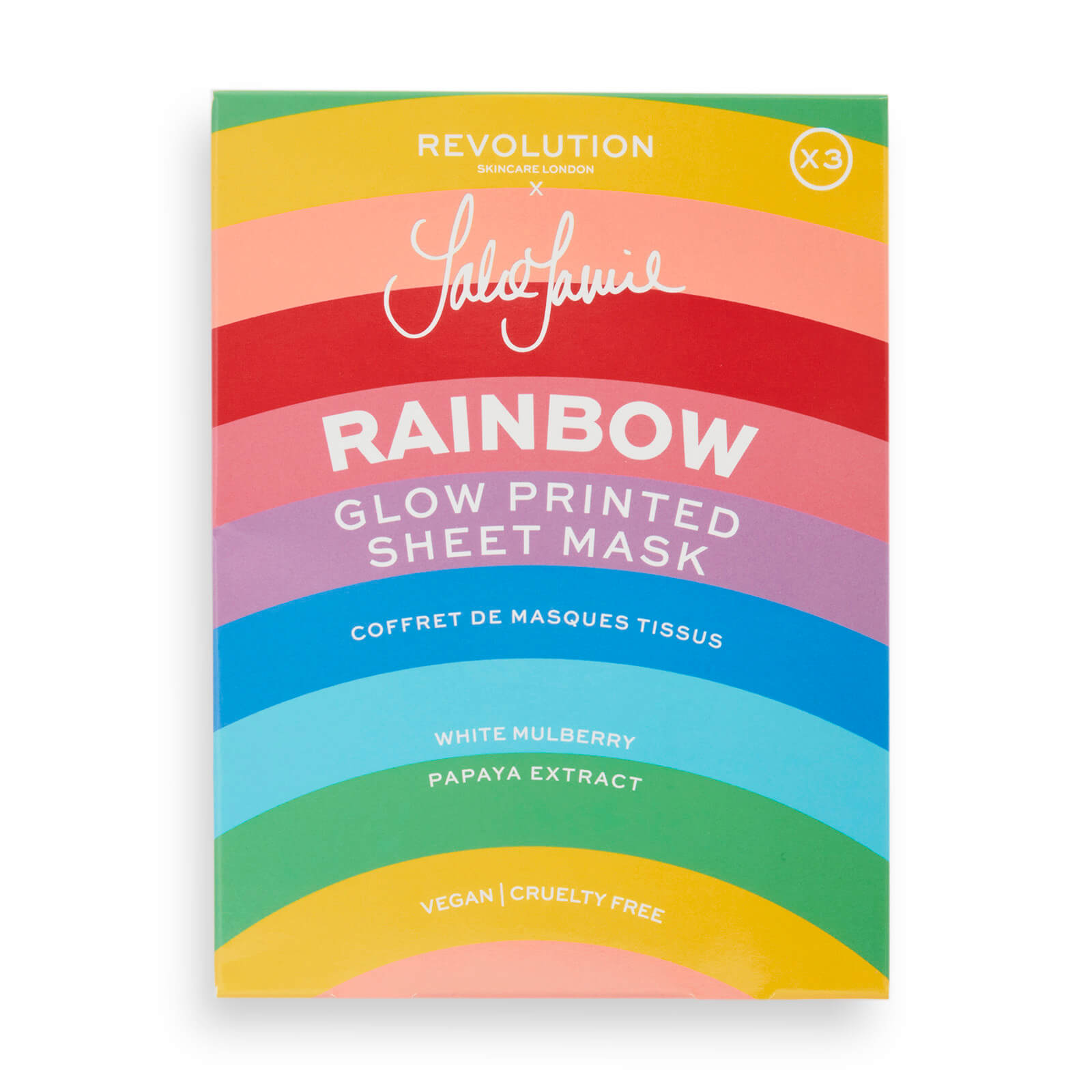 Revolution Skincare X Jake Jamie Rainbow Printed Glowing Sheet Mask Set