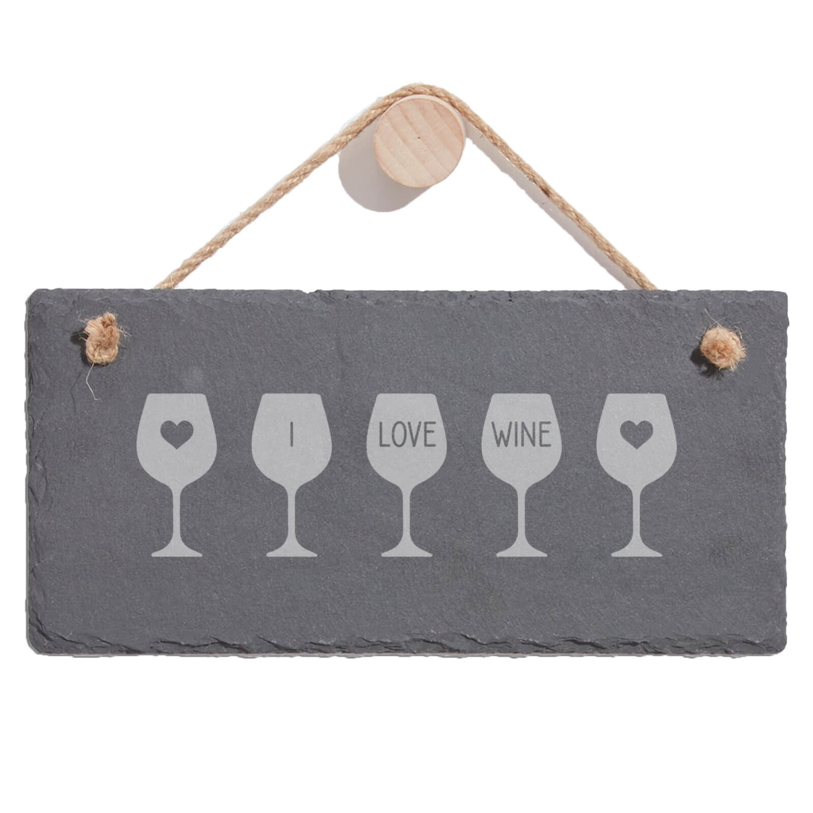 I Love Wine Engraved Slate Hanging Sign