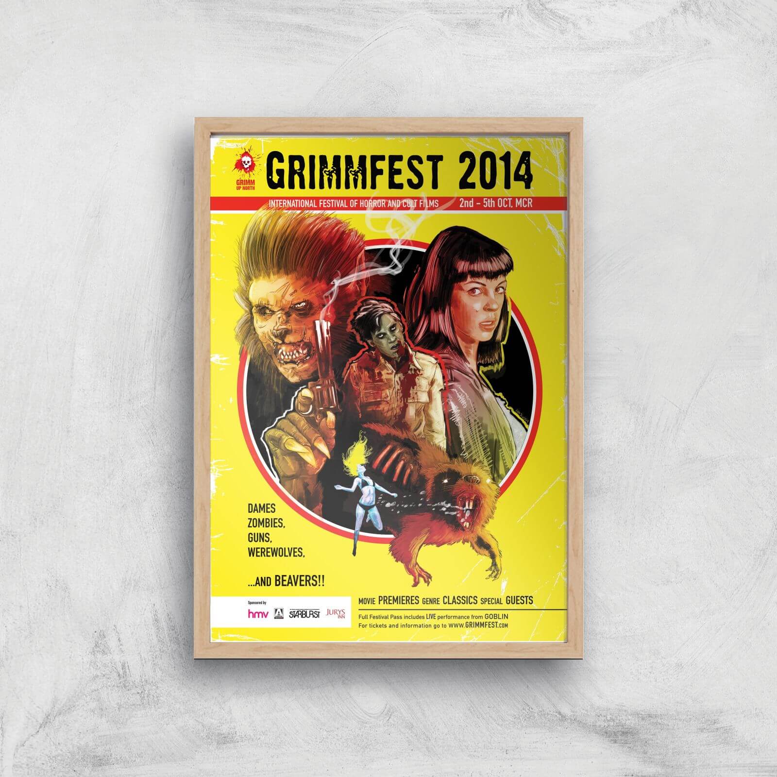 Grimmfest 2014 Giclée Art Print - A2 - Wooden Frame