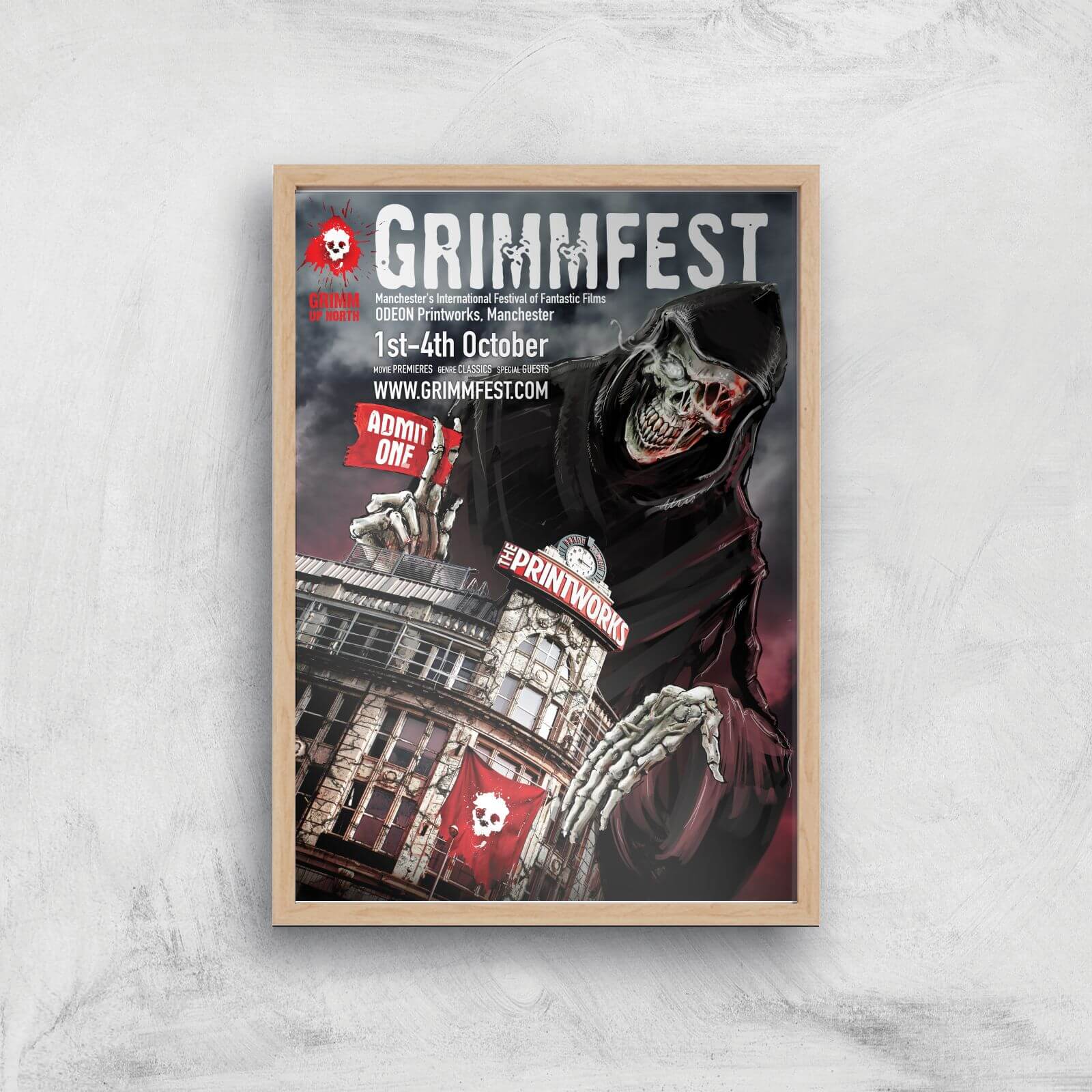 Grimmfest 2015 Poster Giclée Art Print - A4 - Wooden Frame