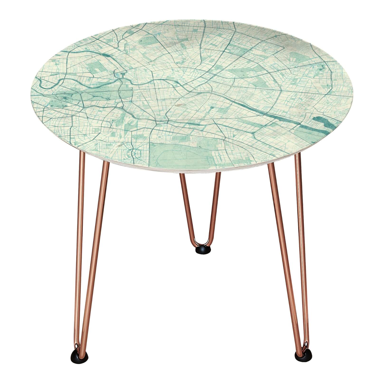 Berlin Wooden Side Table - Rose gold