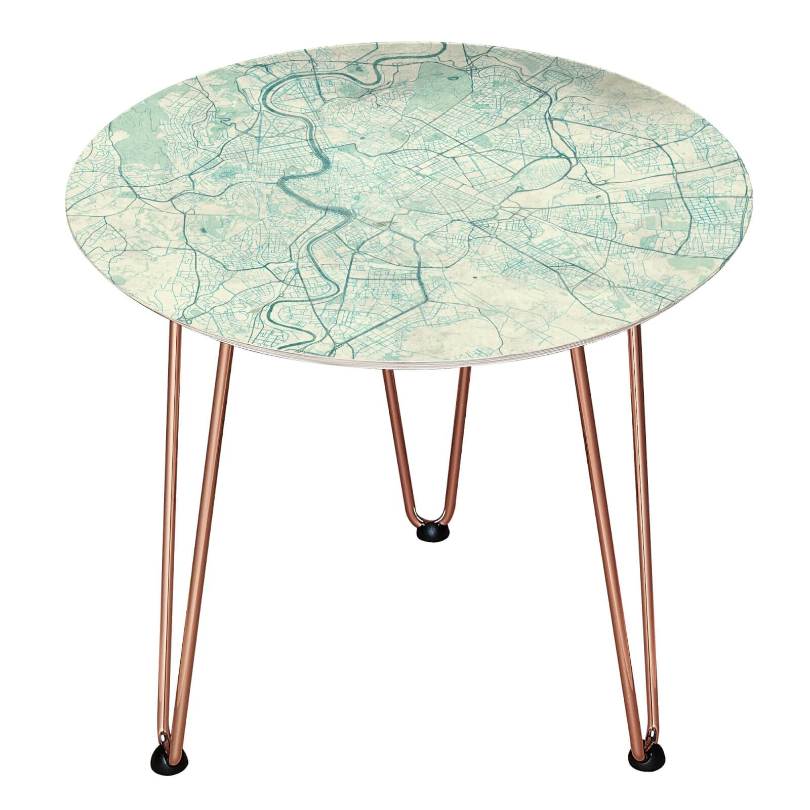Rome Wooden Side Table - Rose gold