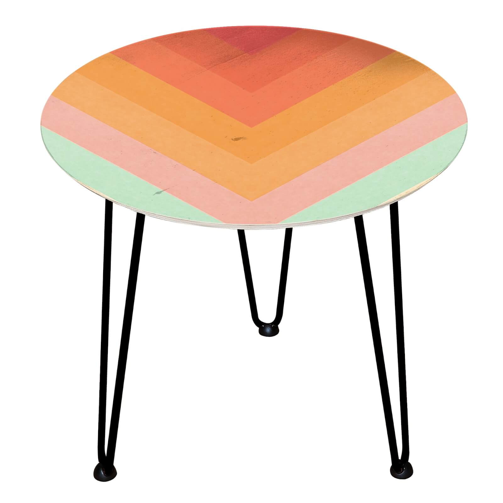 Rainbow Chervons Wooden Side Table - Black